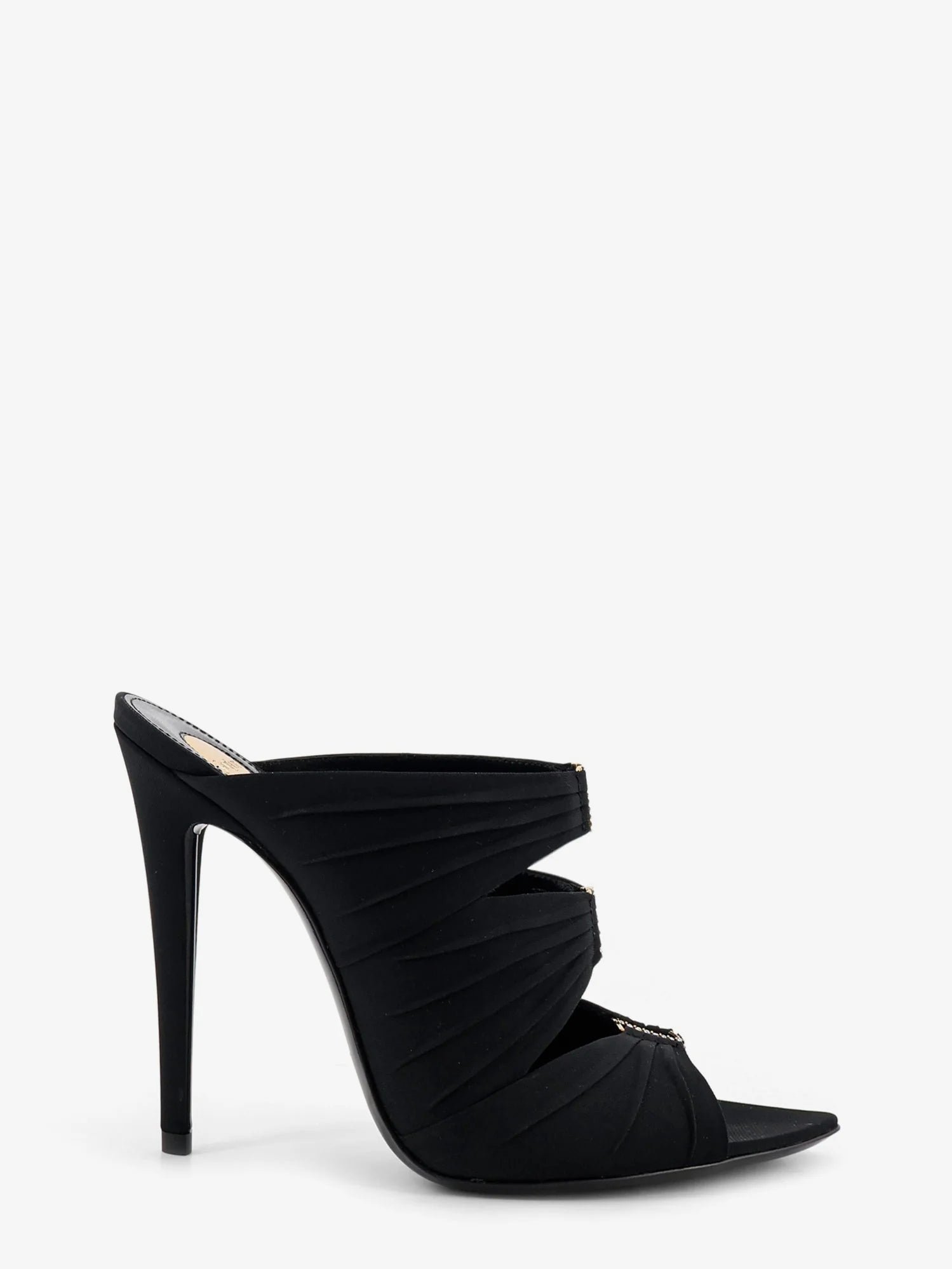 Emilie satin sandals with rhinestone logo detail