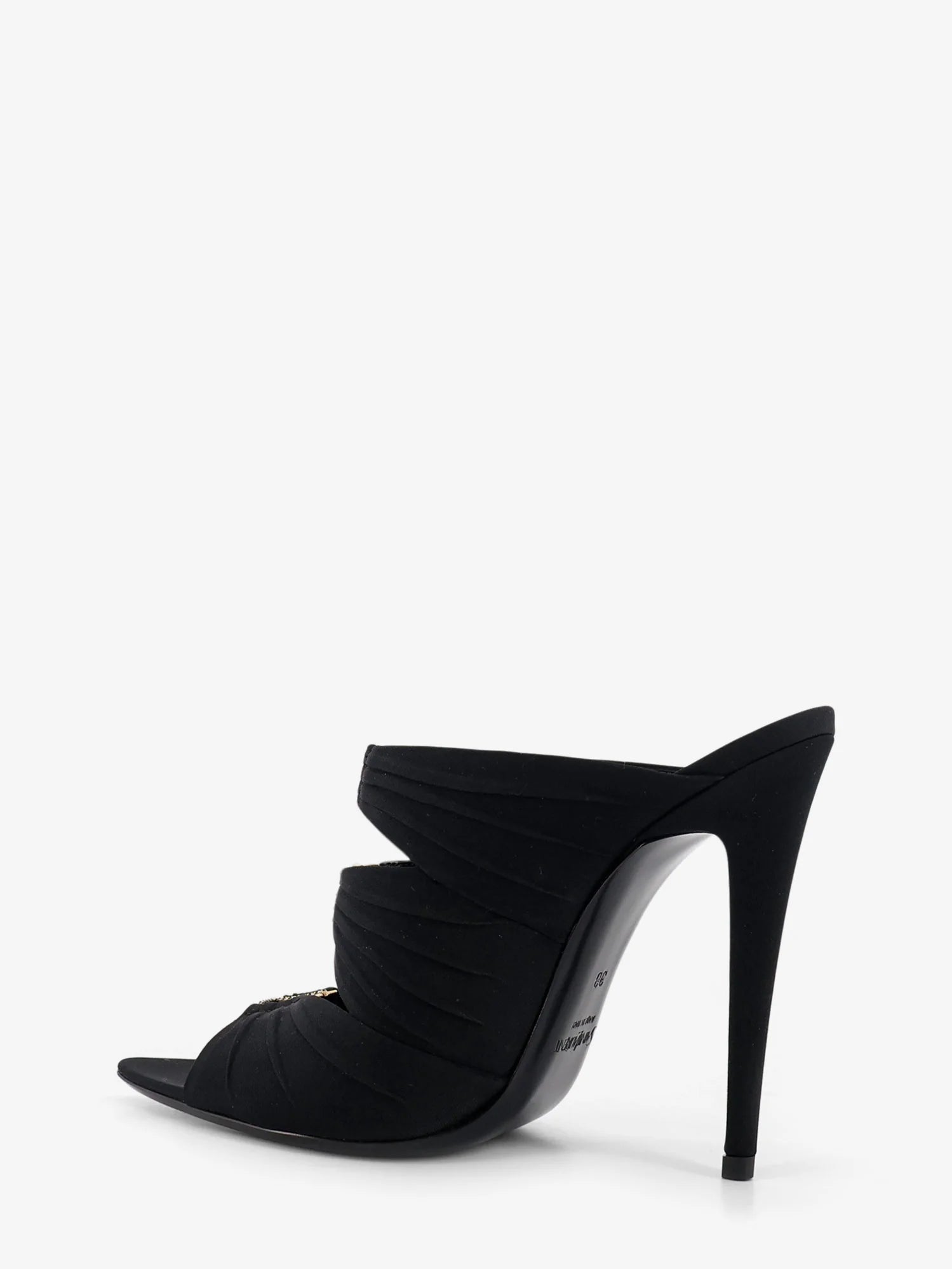 Emilie satin sandals with rhinestone logo detail