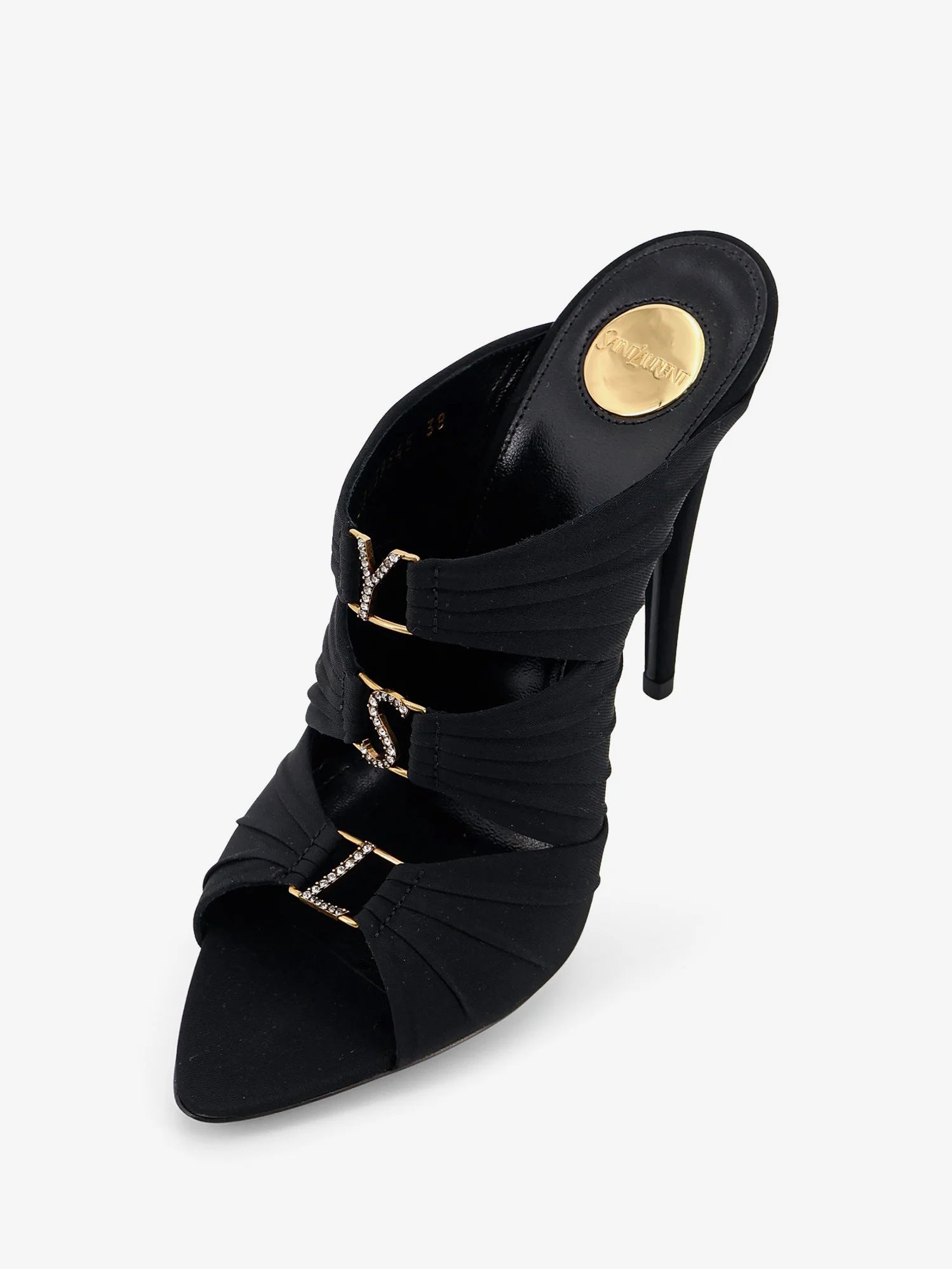 Emilie satin sandals with rhinestone logo detail