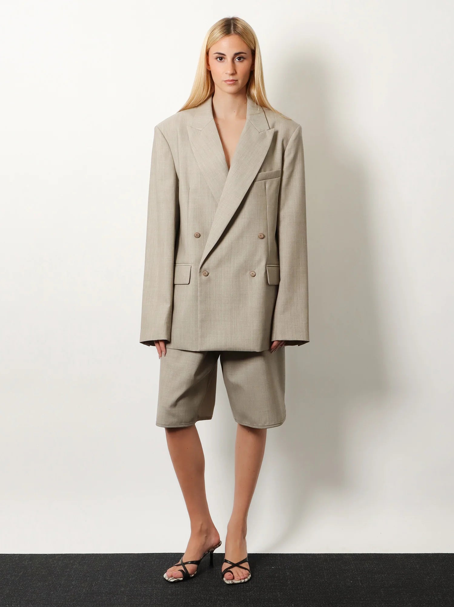 Newark double-breasted mélange virgin wool blazer