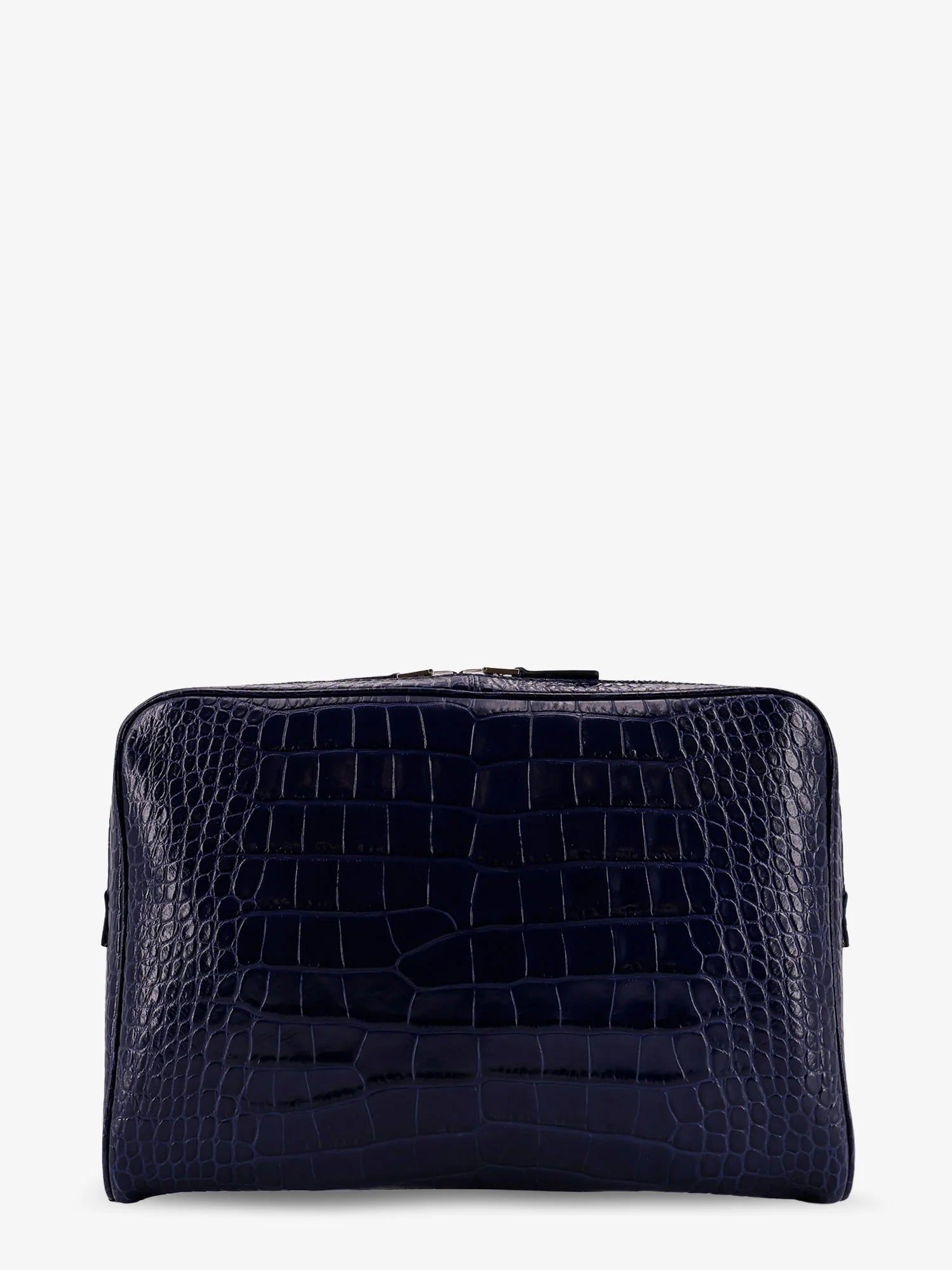 Croco print leather laptop pouch