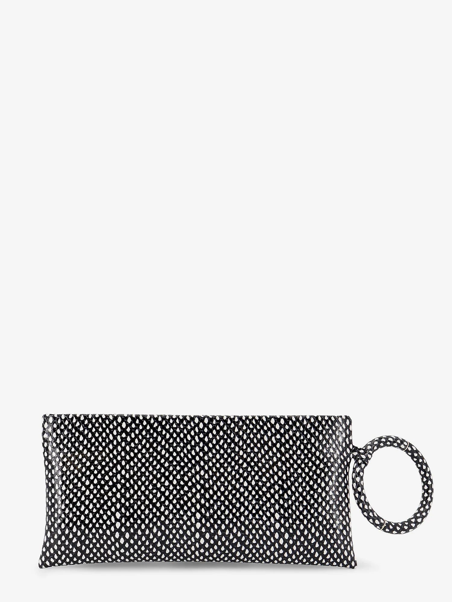 Aura leather clutch bag with lettering logo on the front