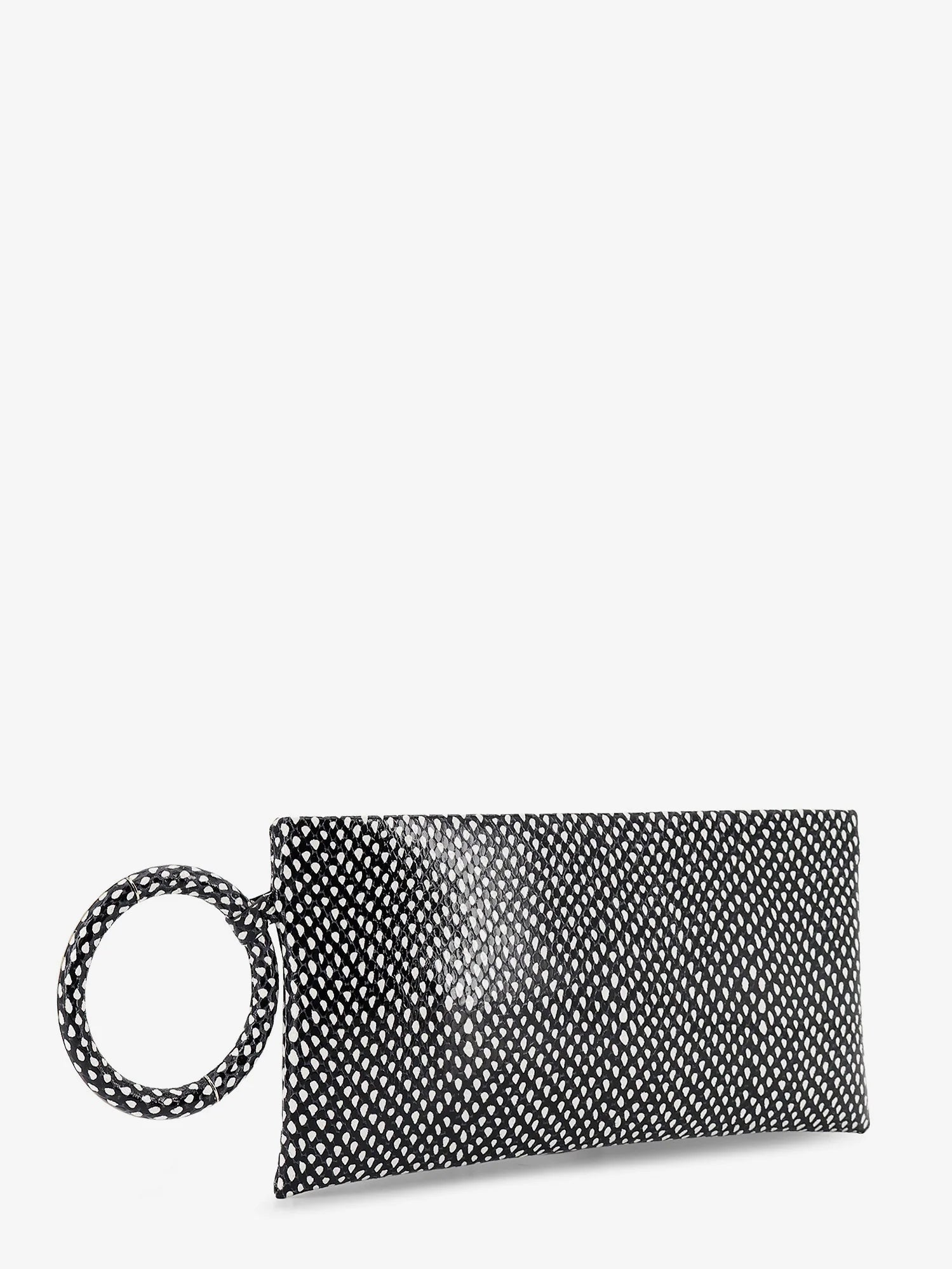 Aura leather clutch bag with lettering logo on the front