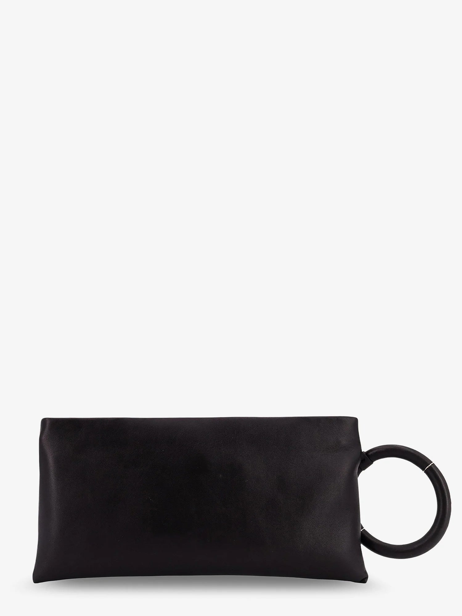 Aura leather clutch bag with lettering logo on the front