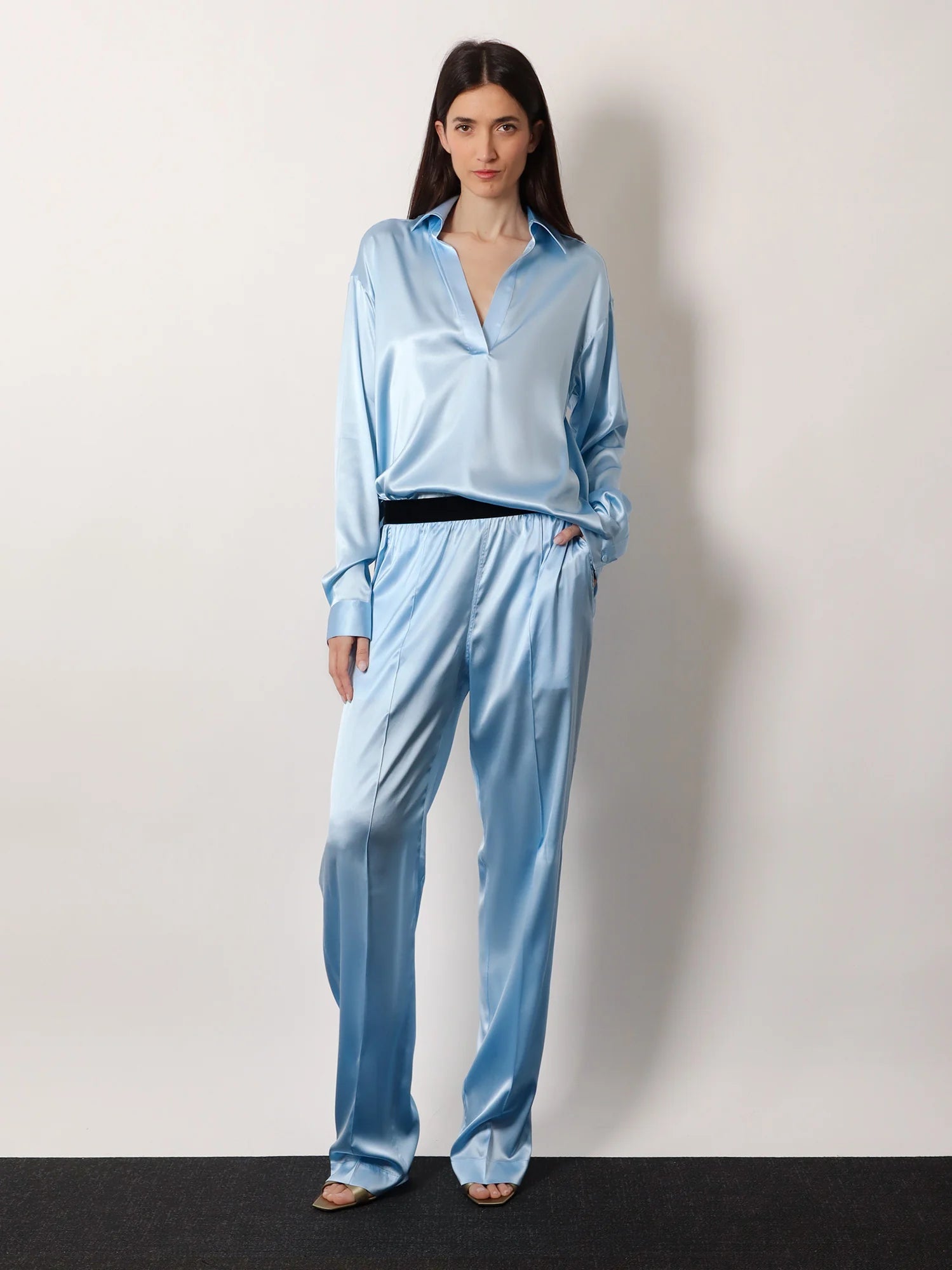 Stretch satin shirt