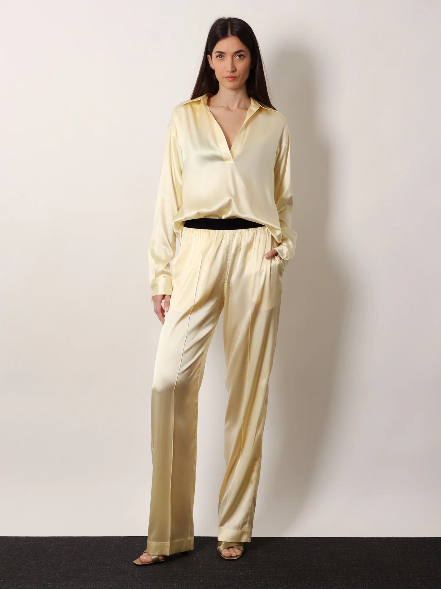 Stretch satin shirt