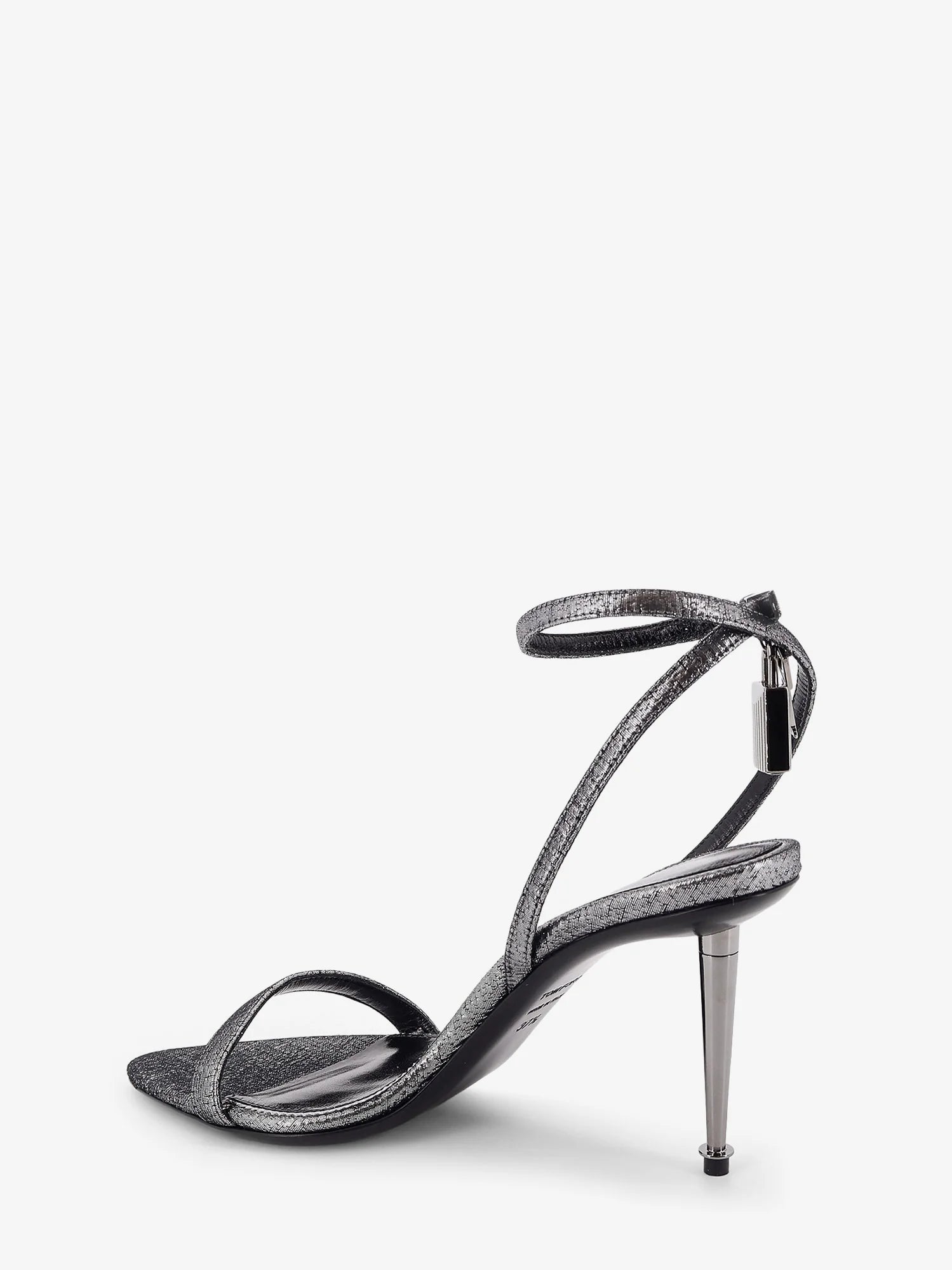 Laminated heeled sandals with laminated effect