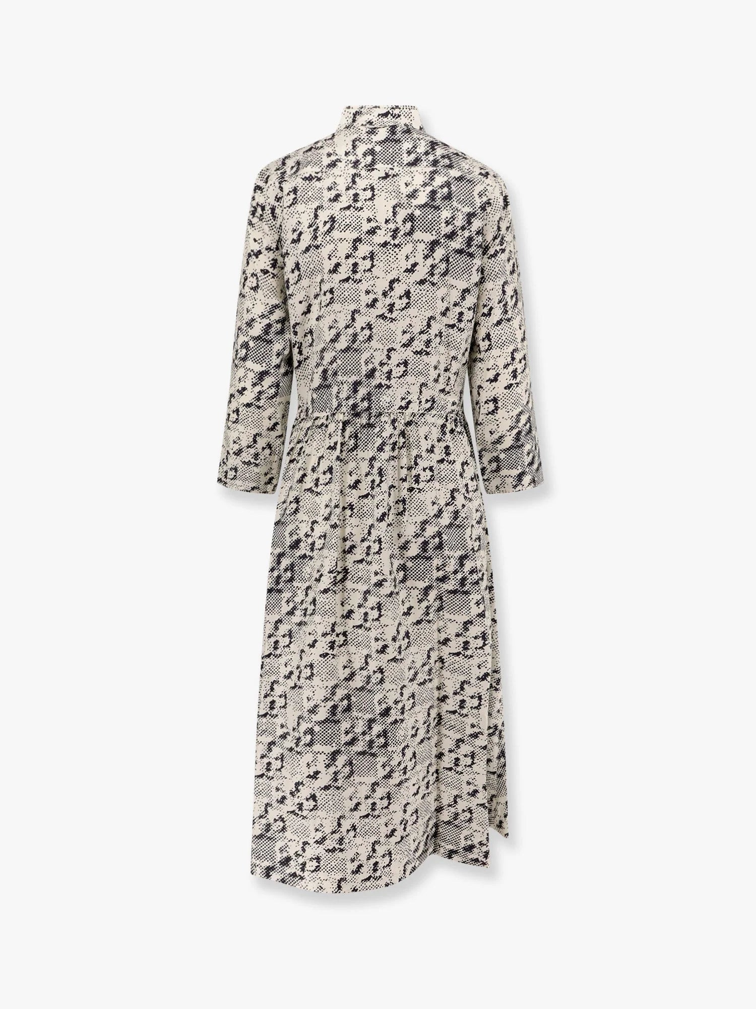Silk dress with pixelated logo print