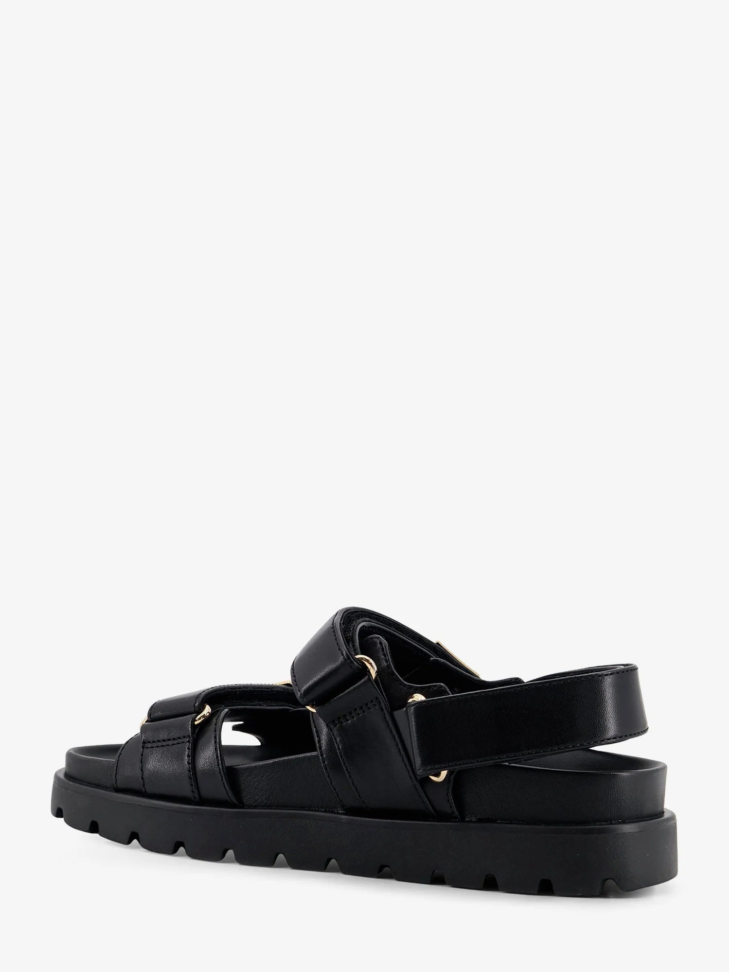Mellow leather sandals with metal logo on the side