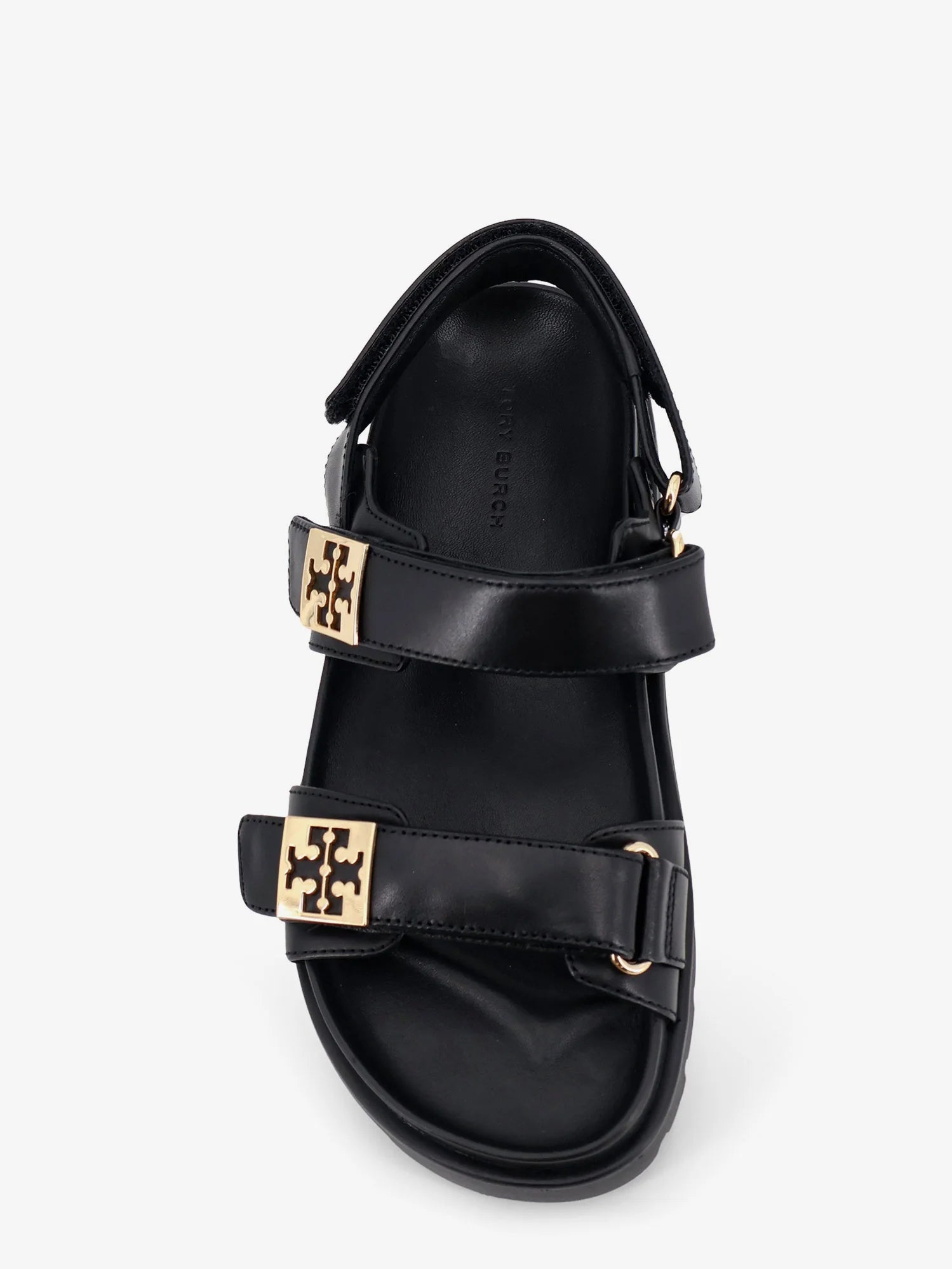 Mellow leather sandals with metal logo on the side