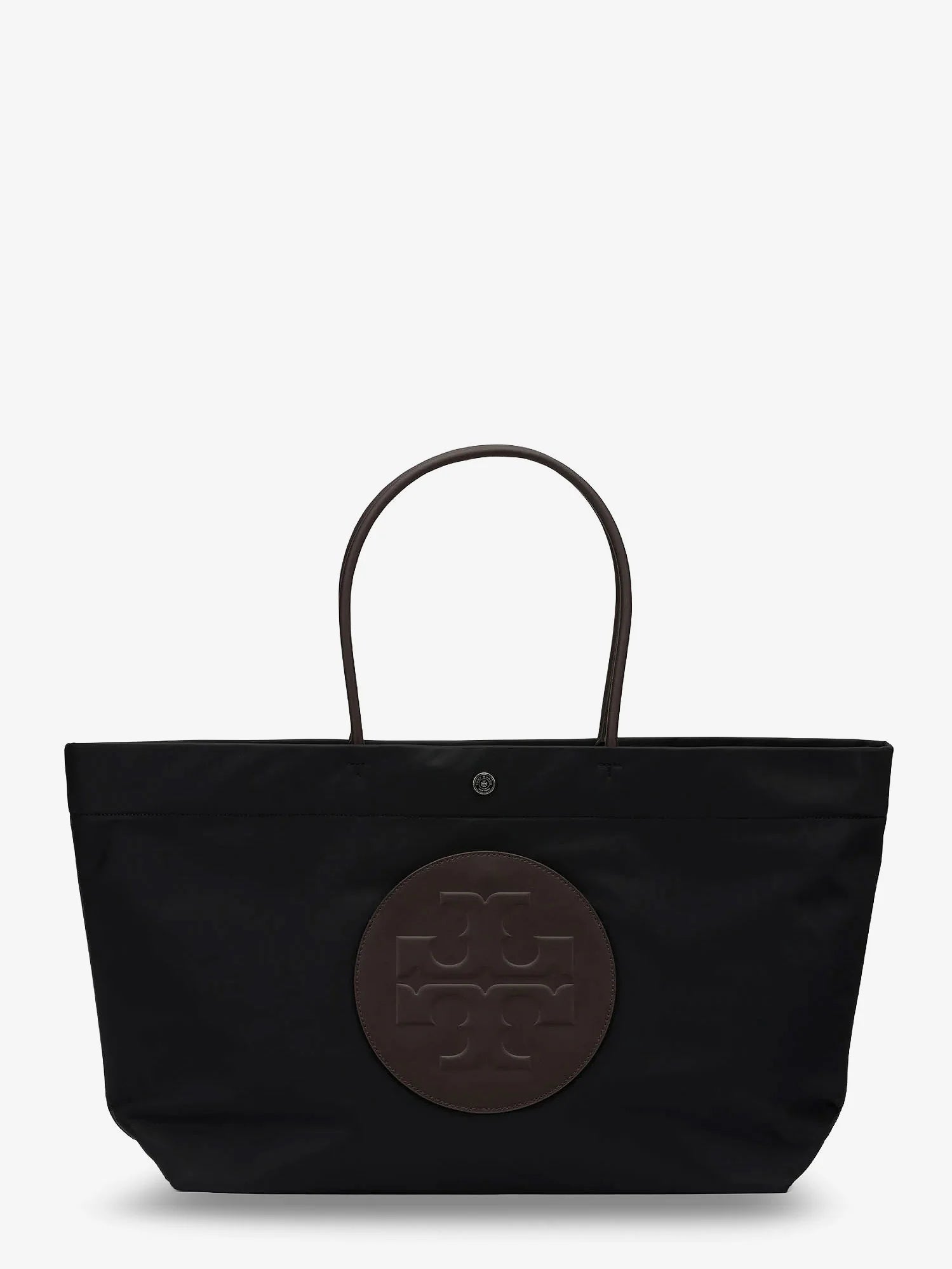 Ella Twist nylon shoulder bag with maxi front logo patch