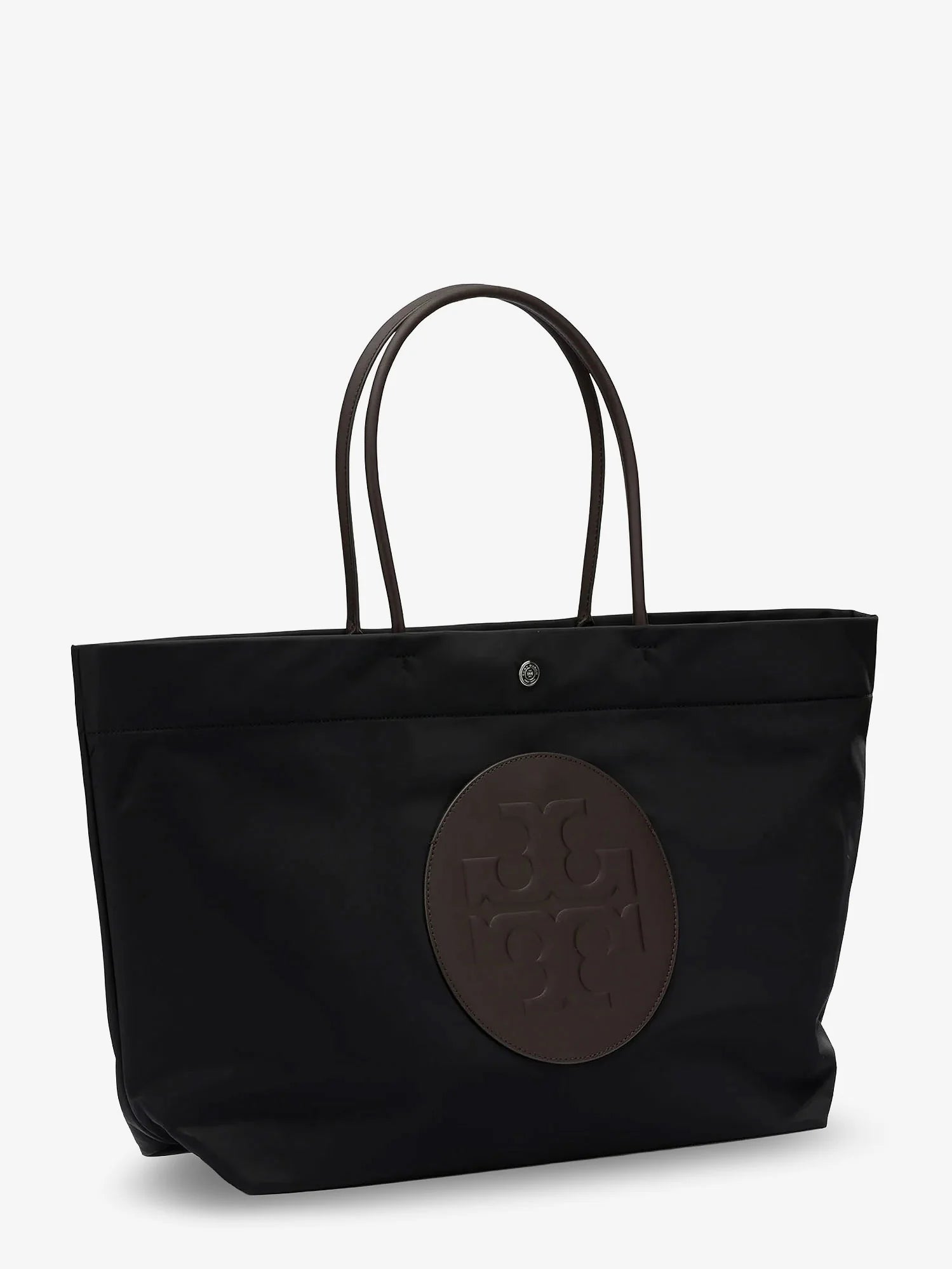 Ella Twist nylon shoulder bag with maxi front logo patch