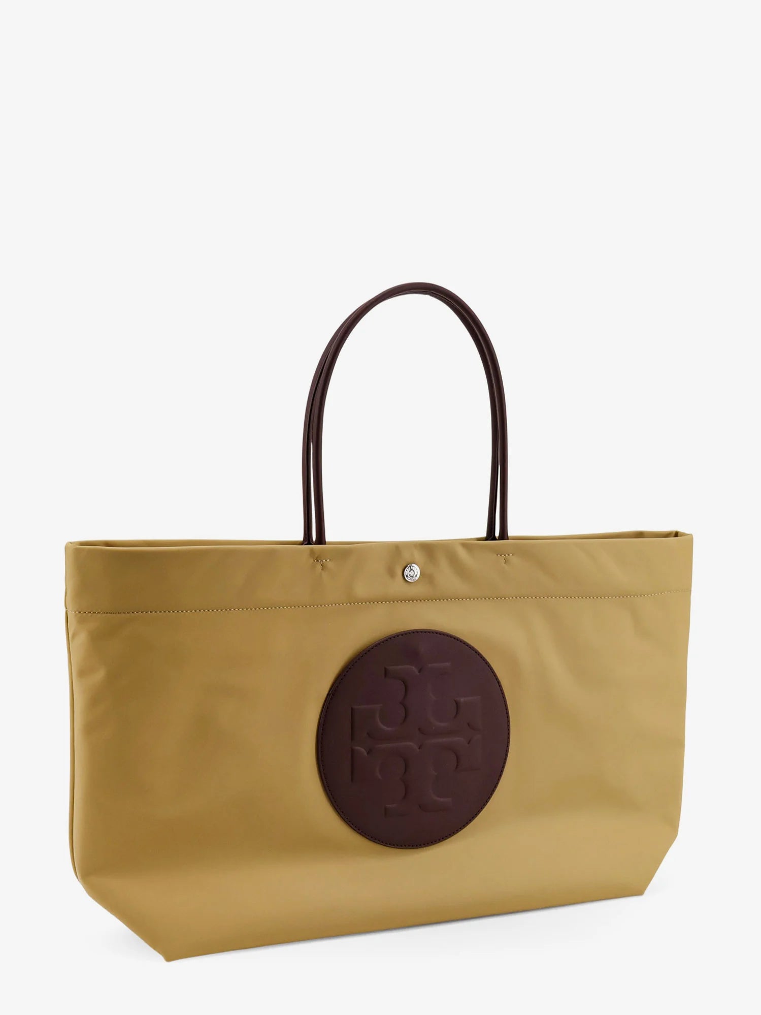 Ella Twist nylon shoulder bag with maxi front logo patch