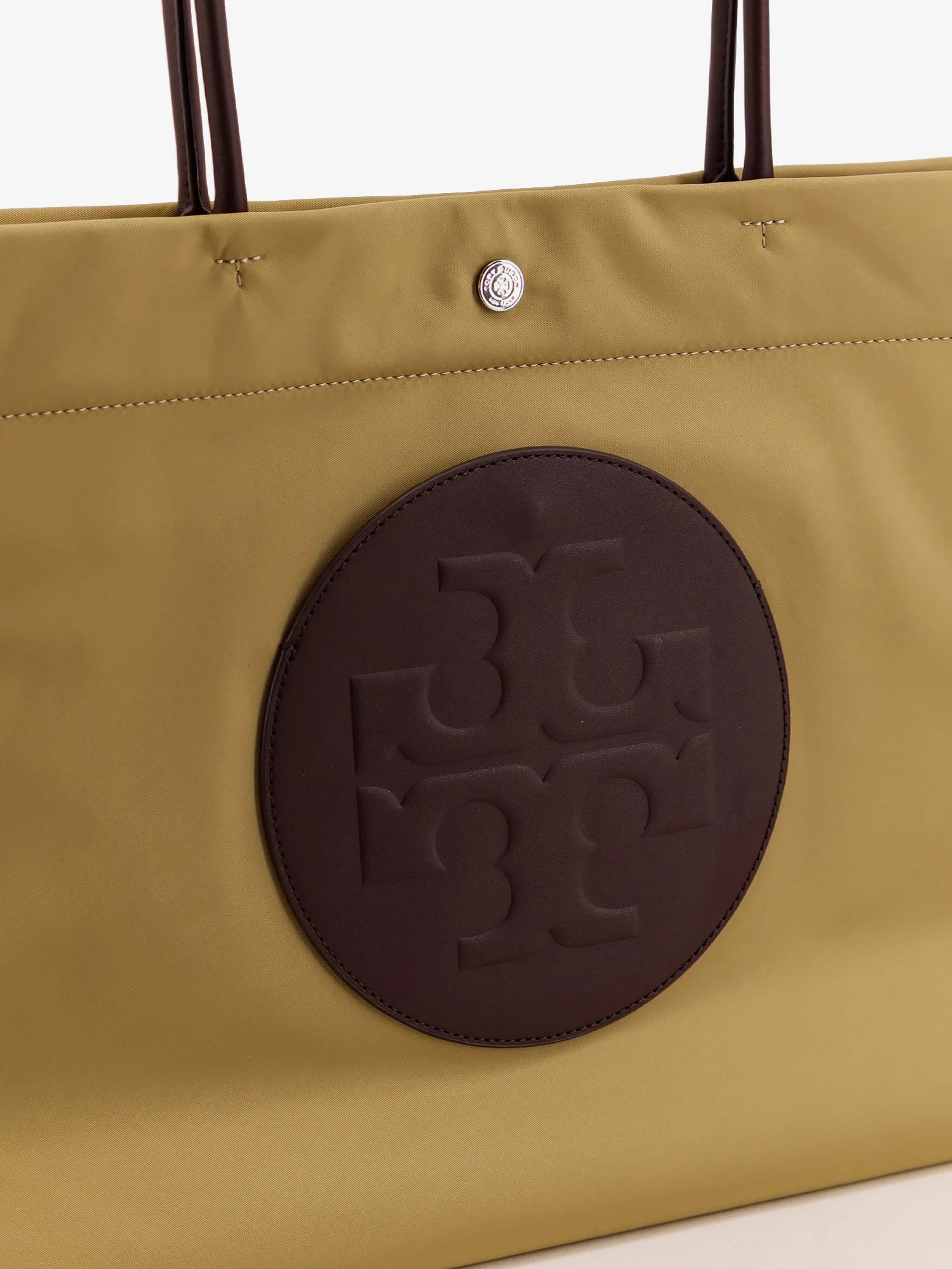 Ella Twist nylon shoulder bag with maxi front logo patch