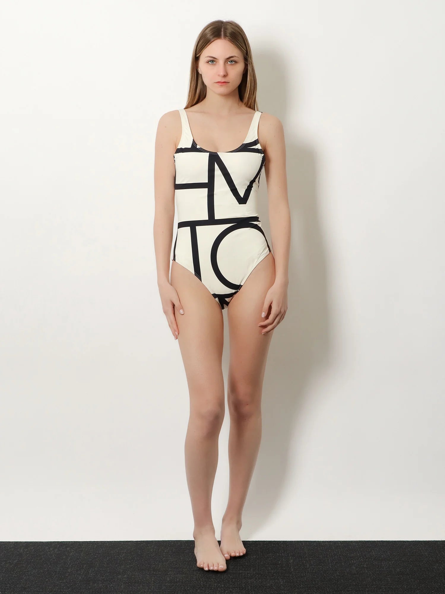 One-piece swimsuit with Monogram print