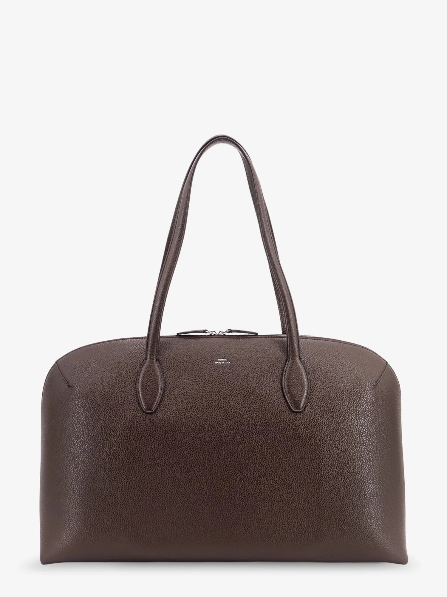 Suede handbag with engraved logo on the front