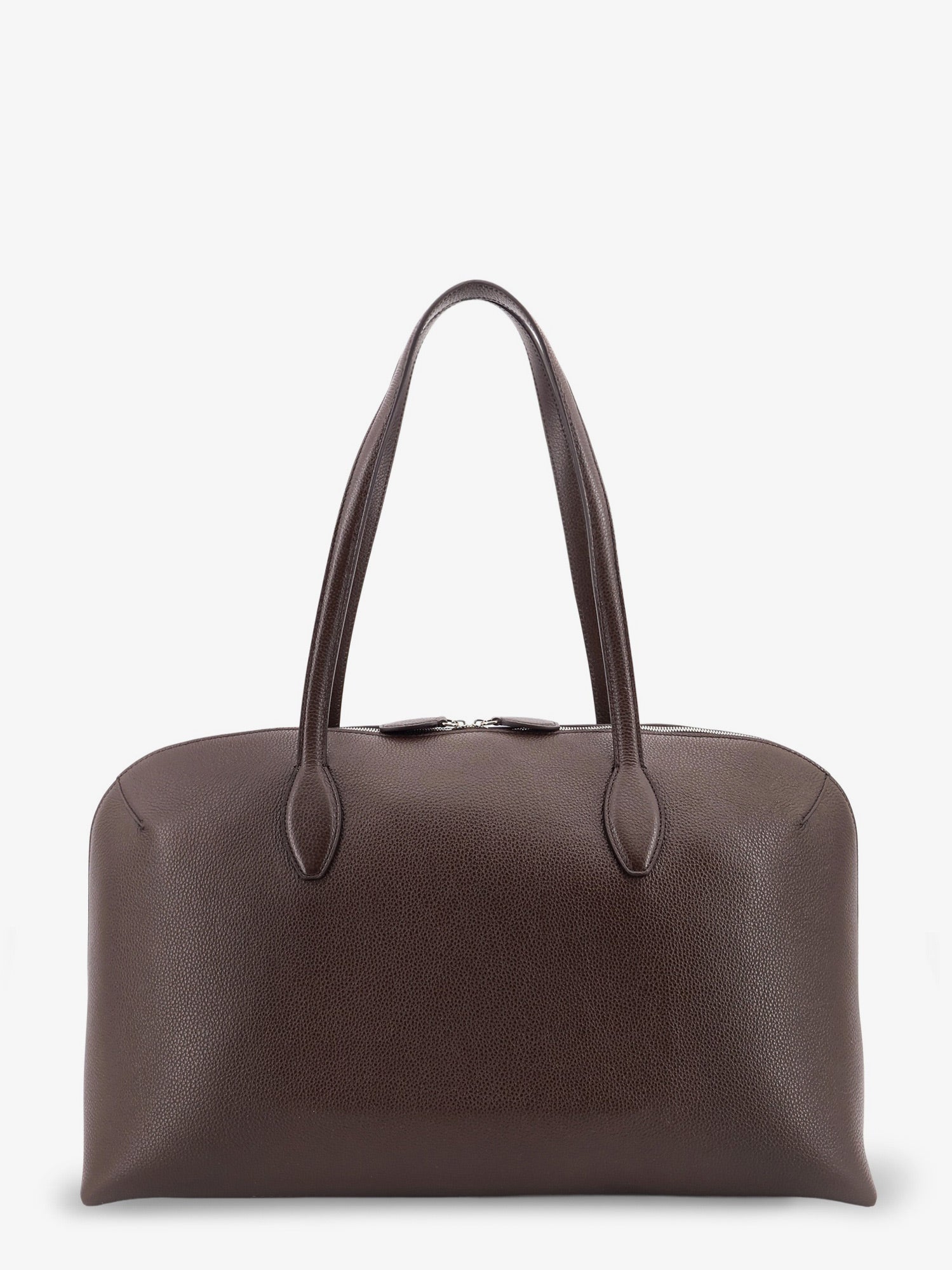 Suede handbag with engraved logo on the front