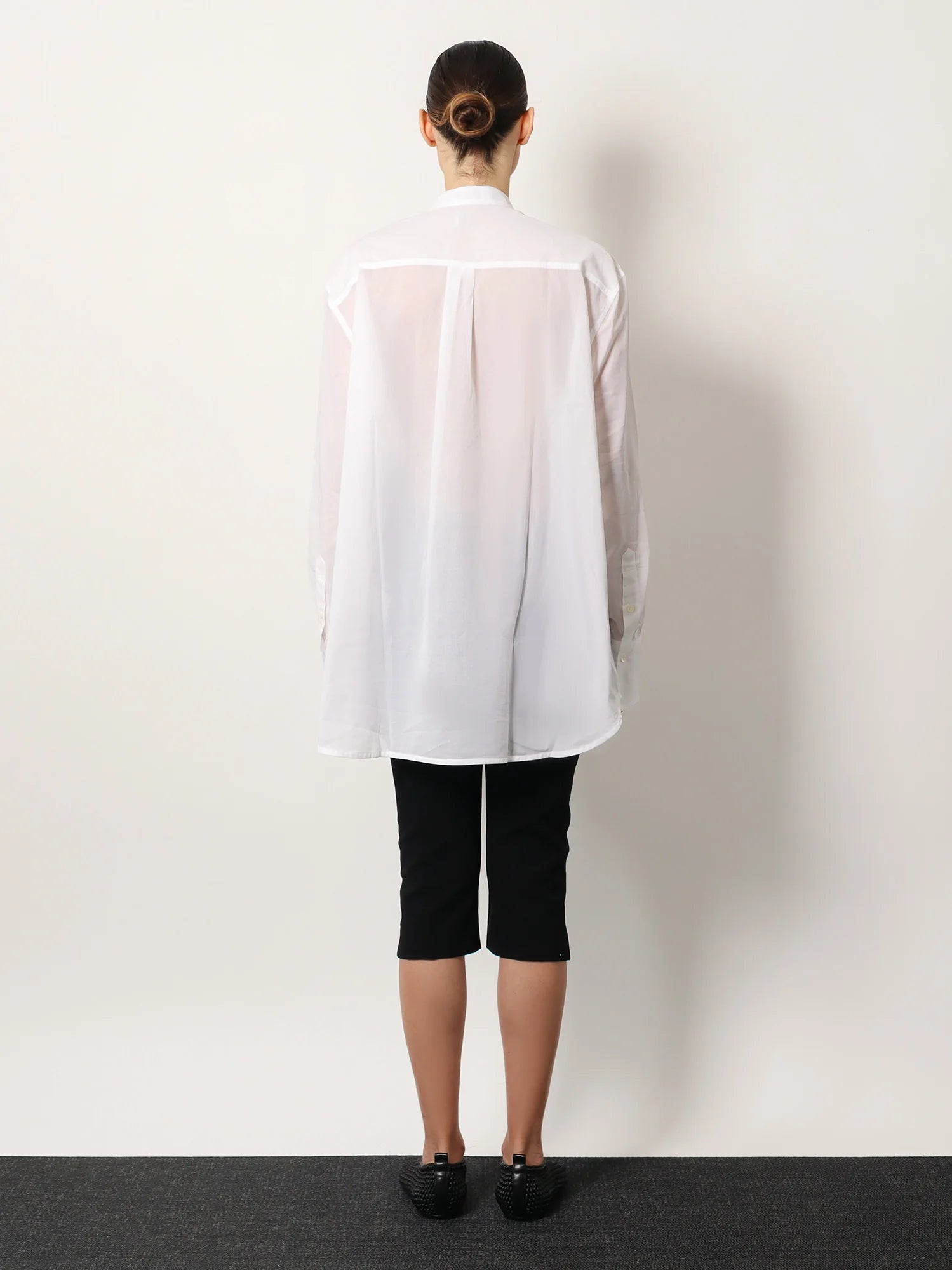 Stand collar organic cotton shirt