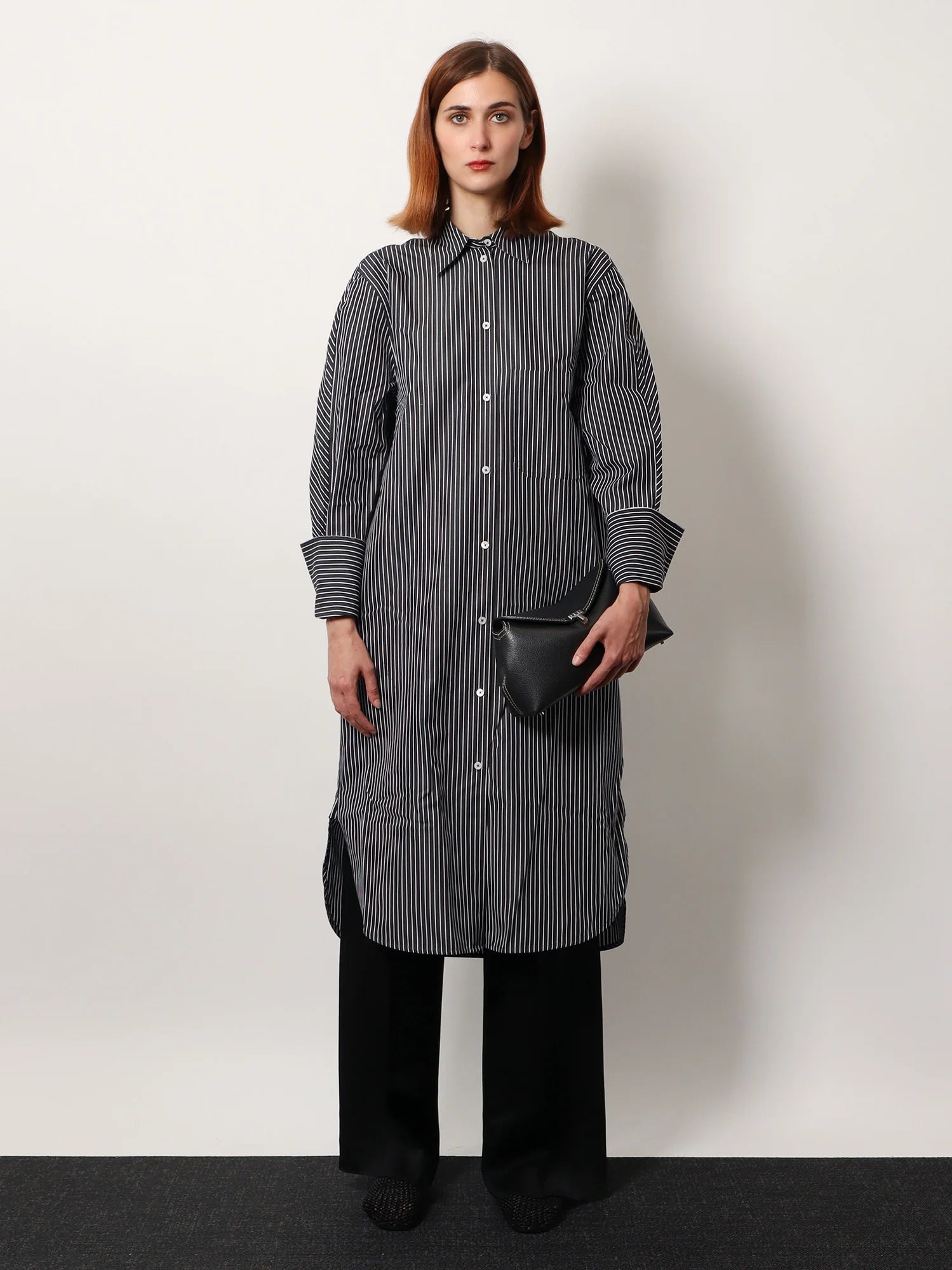 Striped Kimono-Sleeve Shirtdress
