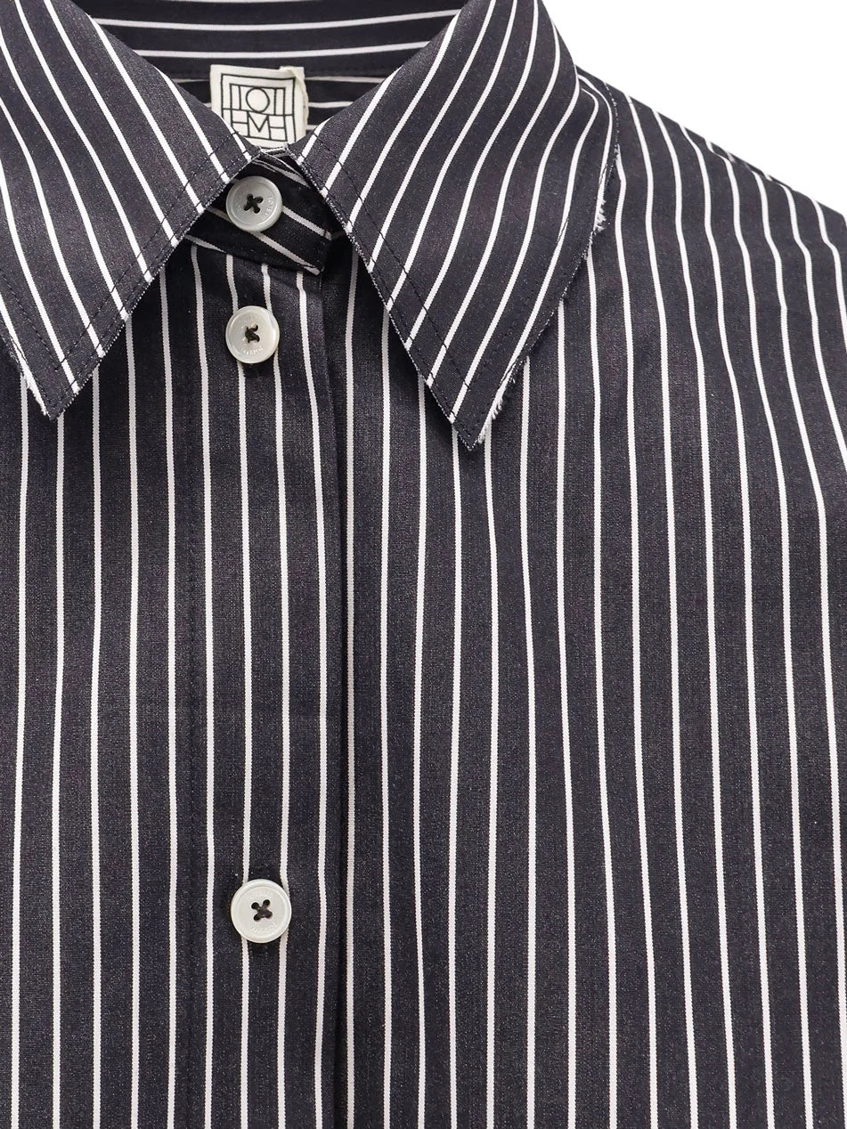 Striped Kimono-Sleeve Shirtdress