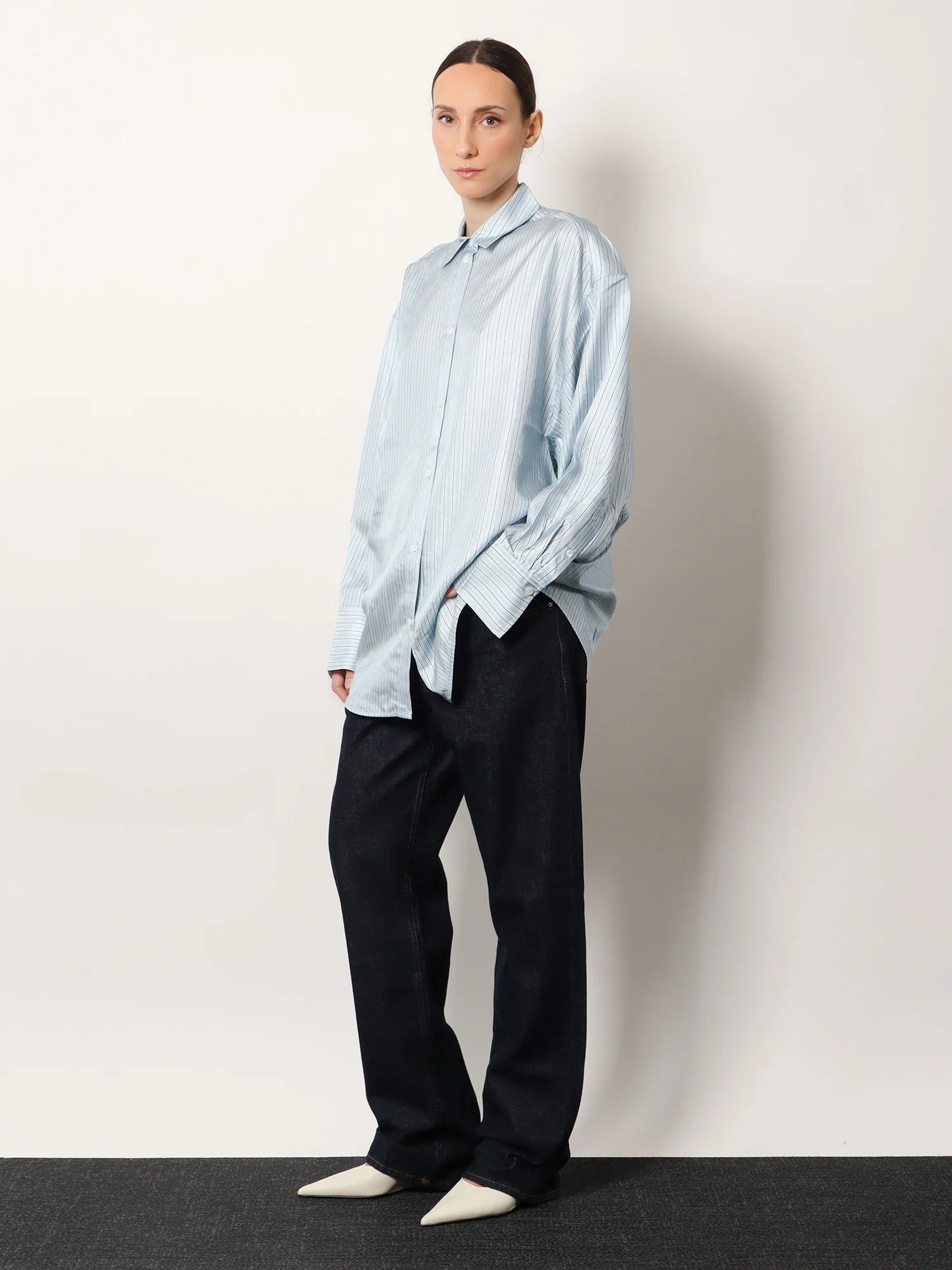 Oversized striped silk shirt