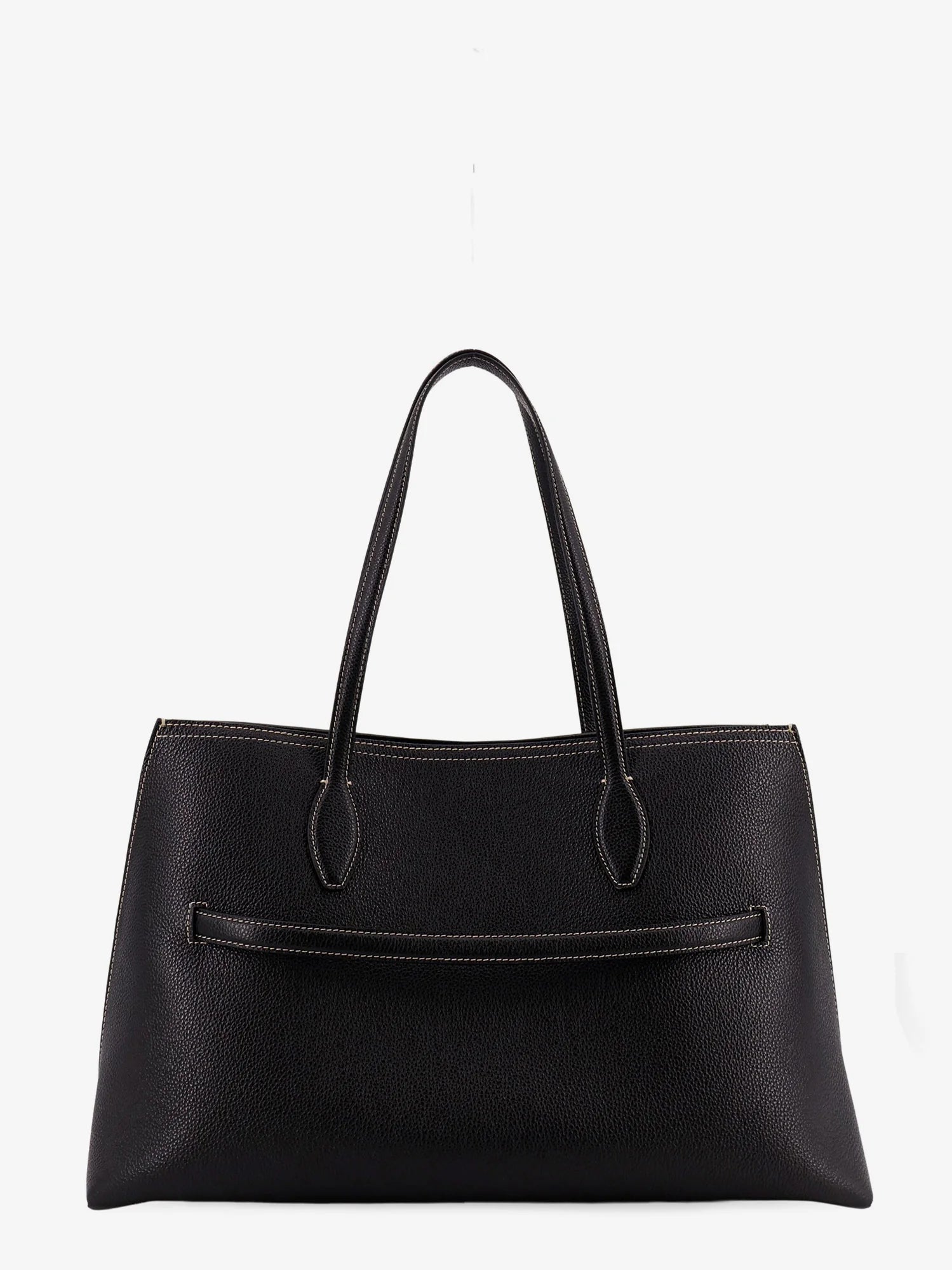 Leather shoulder bag with lettering logo on the front