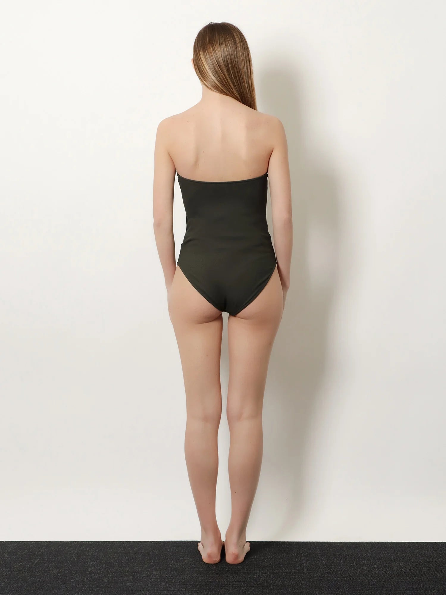 One-piece swimsuit with ribbed knit
