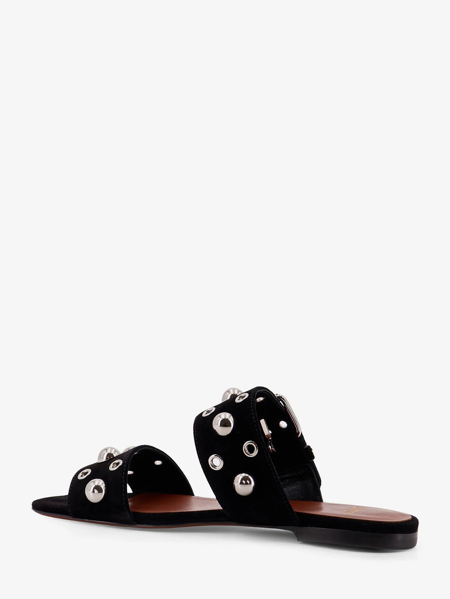 Suede sandals with side metal VLogo
