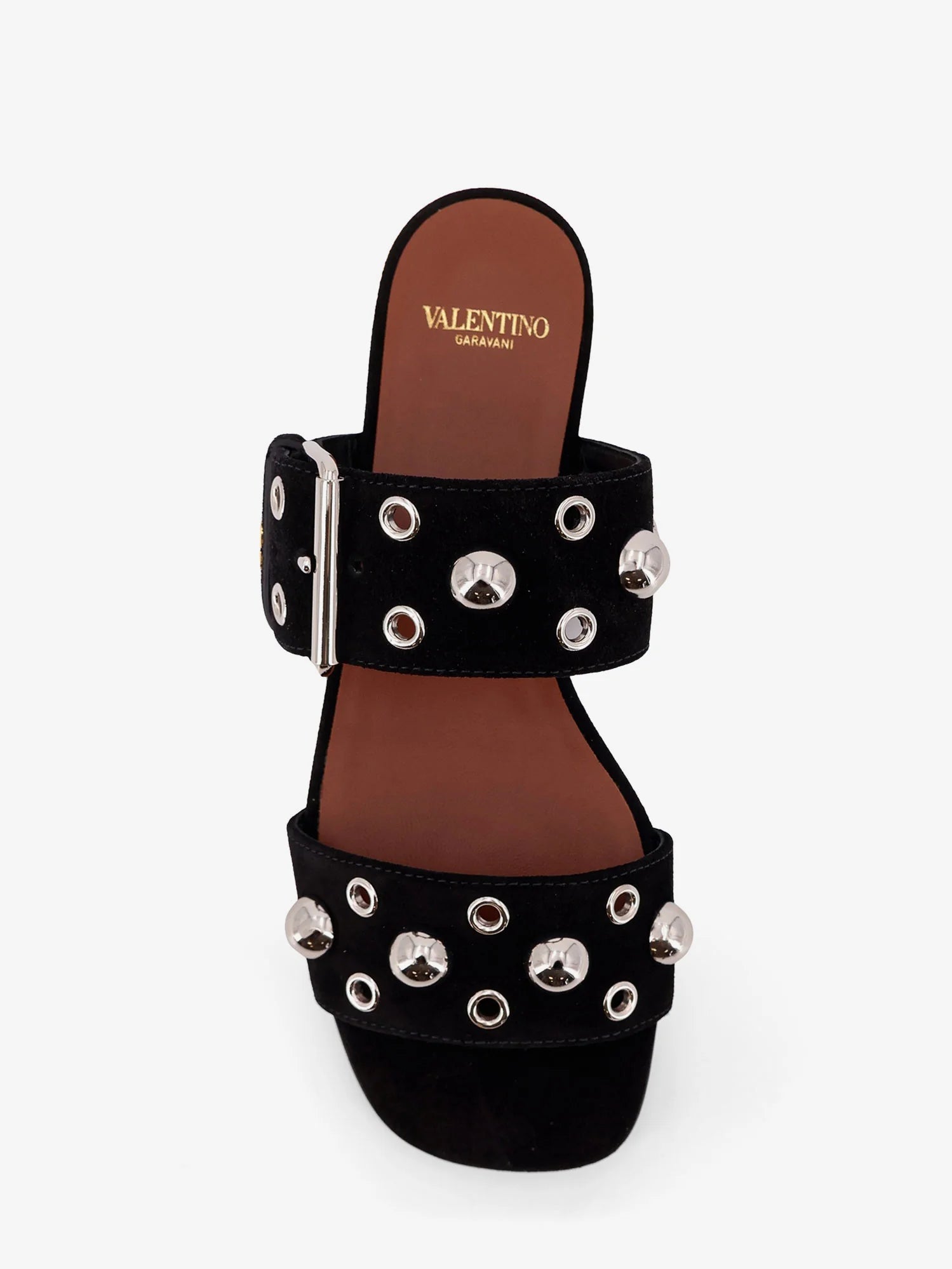 Suede sandals with side metal VLogo