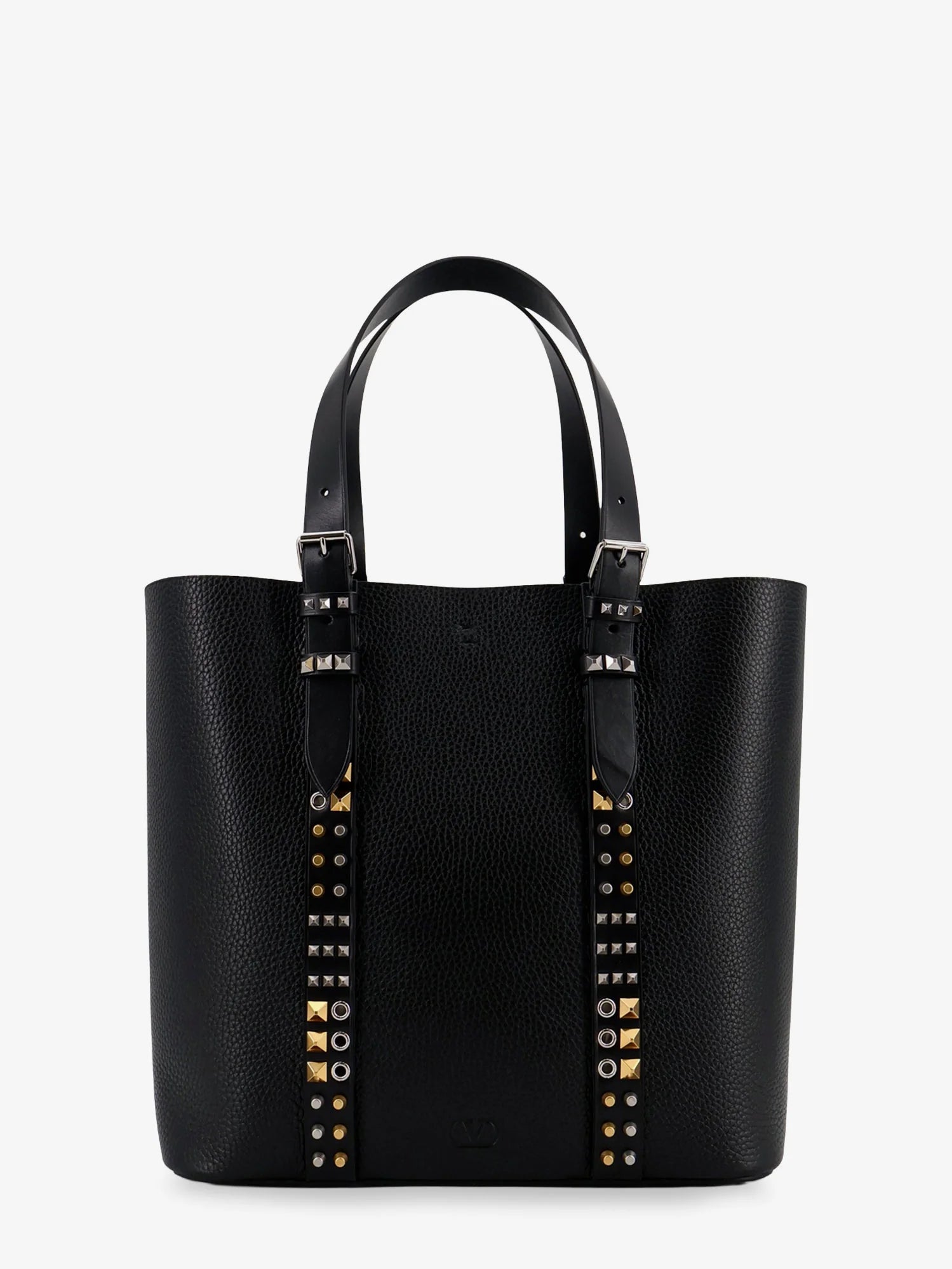 Leather shoulder bag with iconic studs