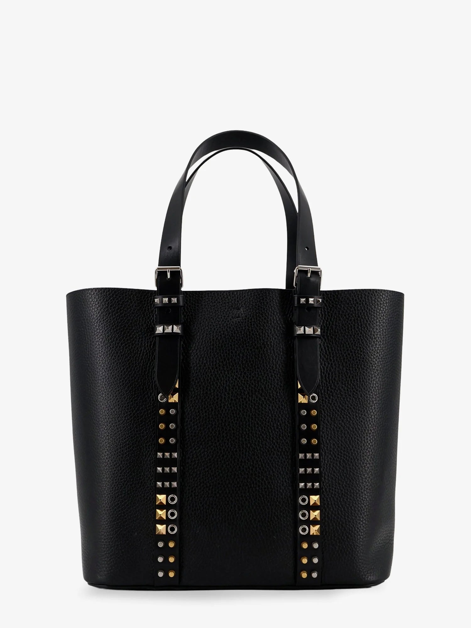 Leather shoulder bag with iconic studs