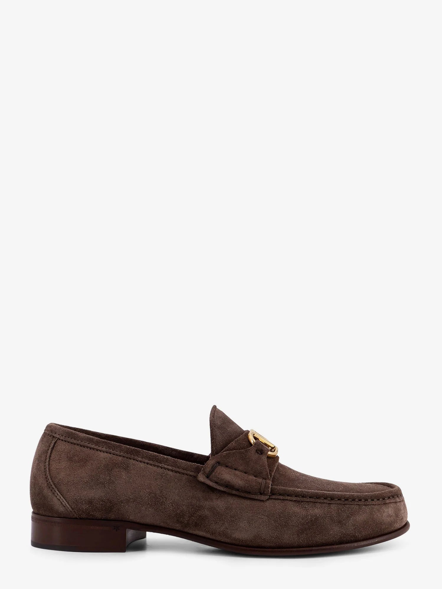 Suede loafers with metal VLogo Signature