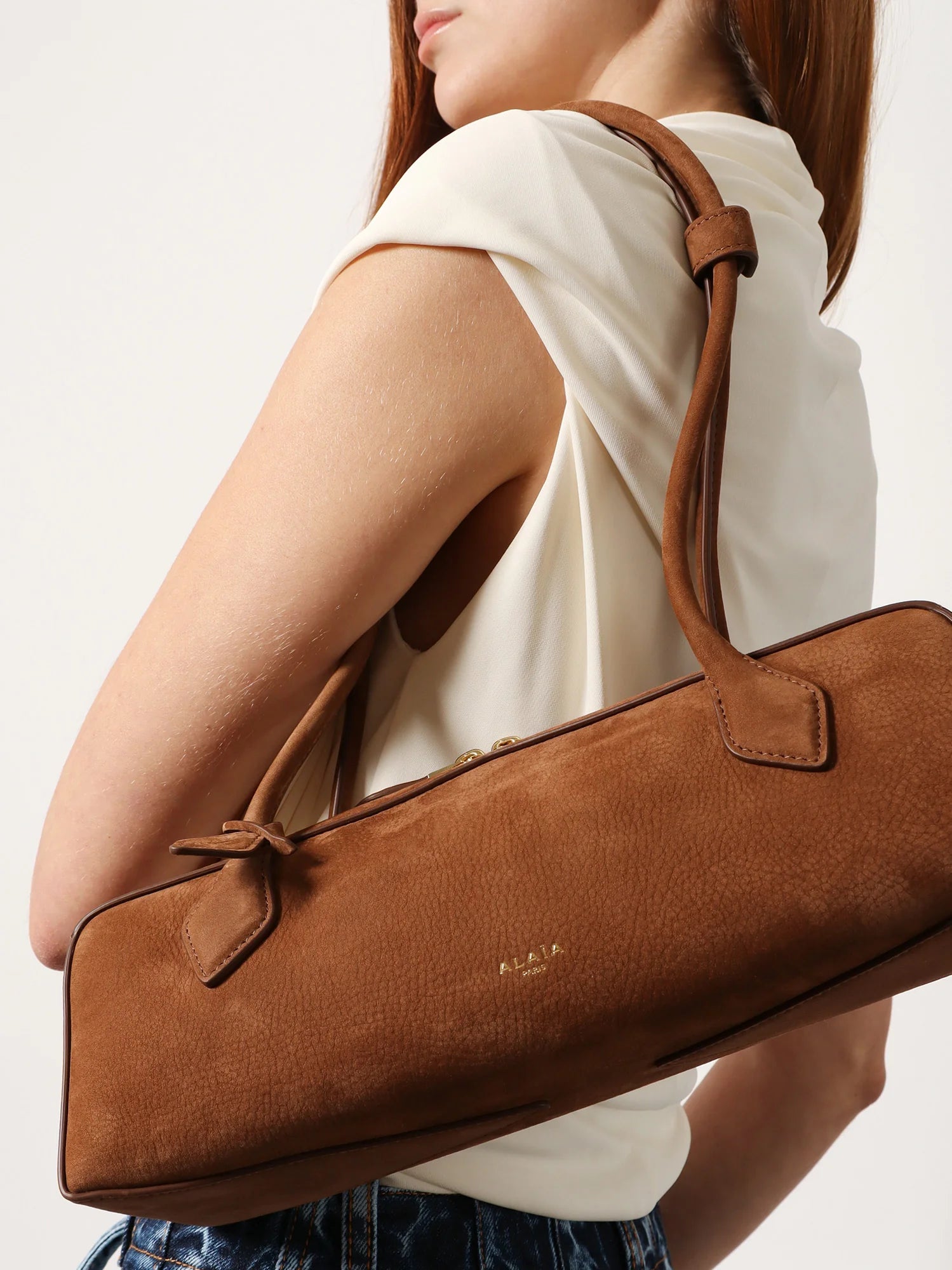 Teckel Medium suede shoulder bag