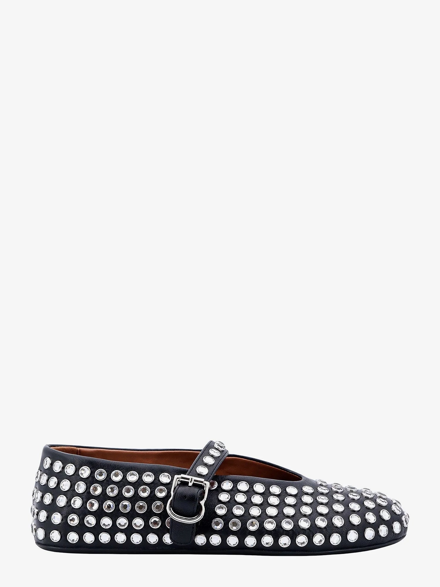 Leather ballet flats with rhinestones