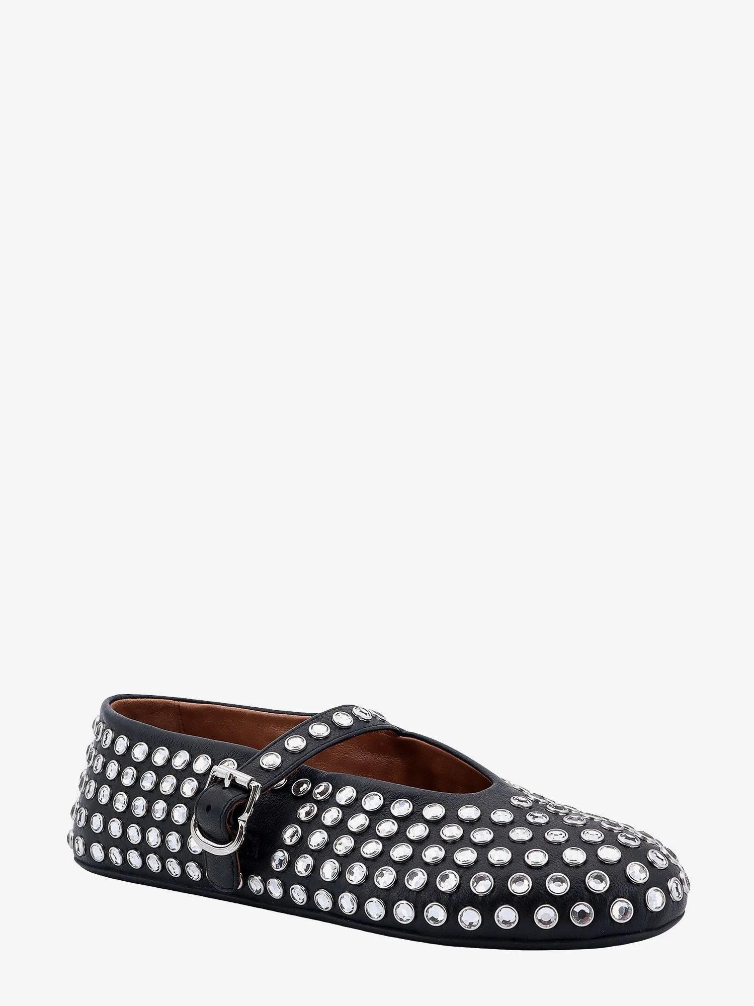 Leather ballet flats with rhinestones
