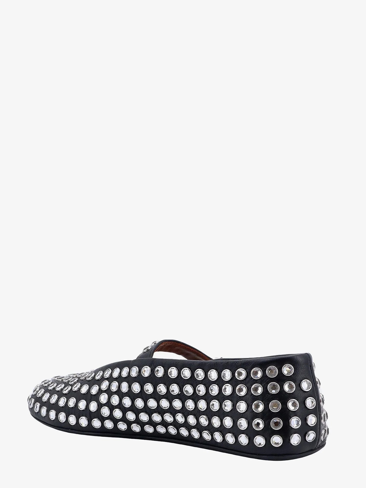 Leather ballet flats with rhinestones