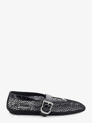 Flat leather ballerinas with crocodile effect