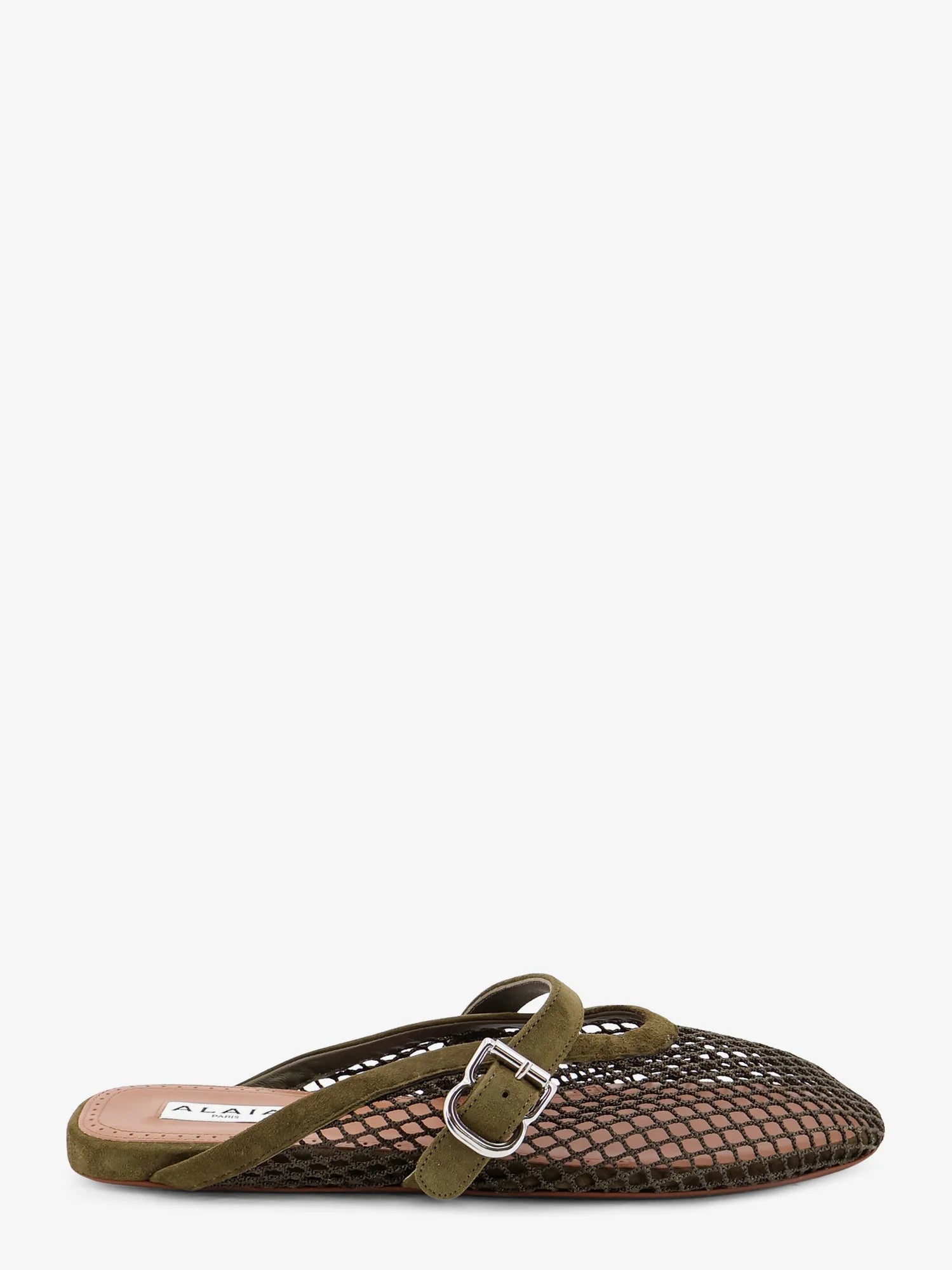 Fishnet mesh and leather sandals