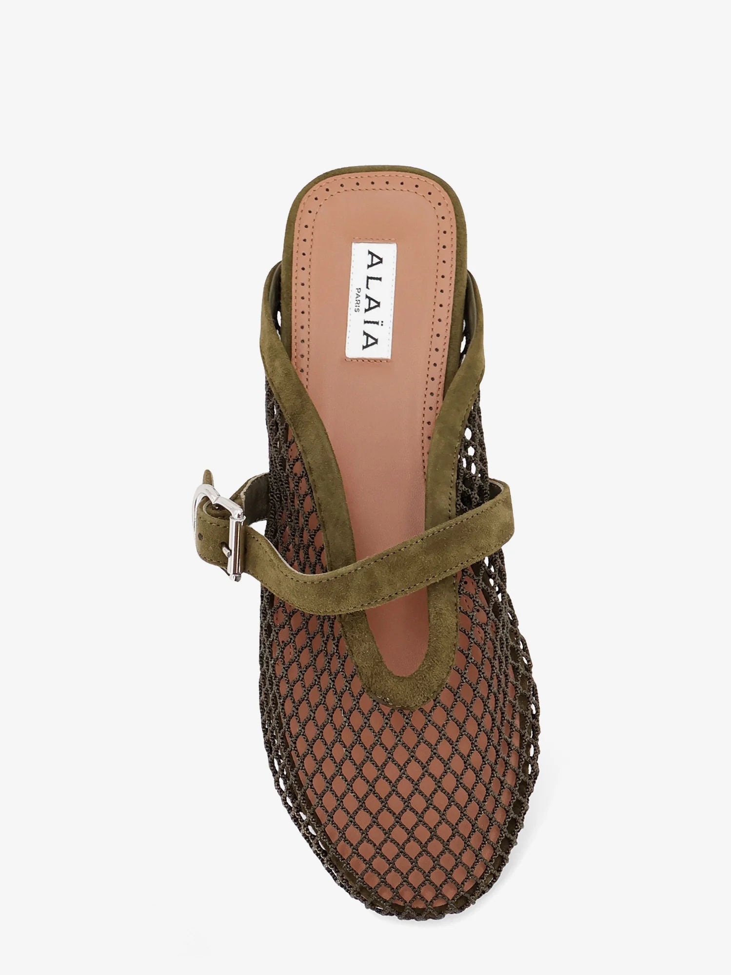 Fishnet mesh and leather sandals