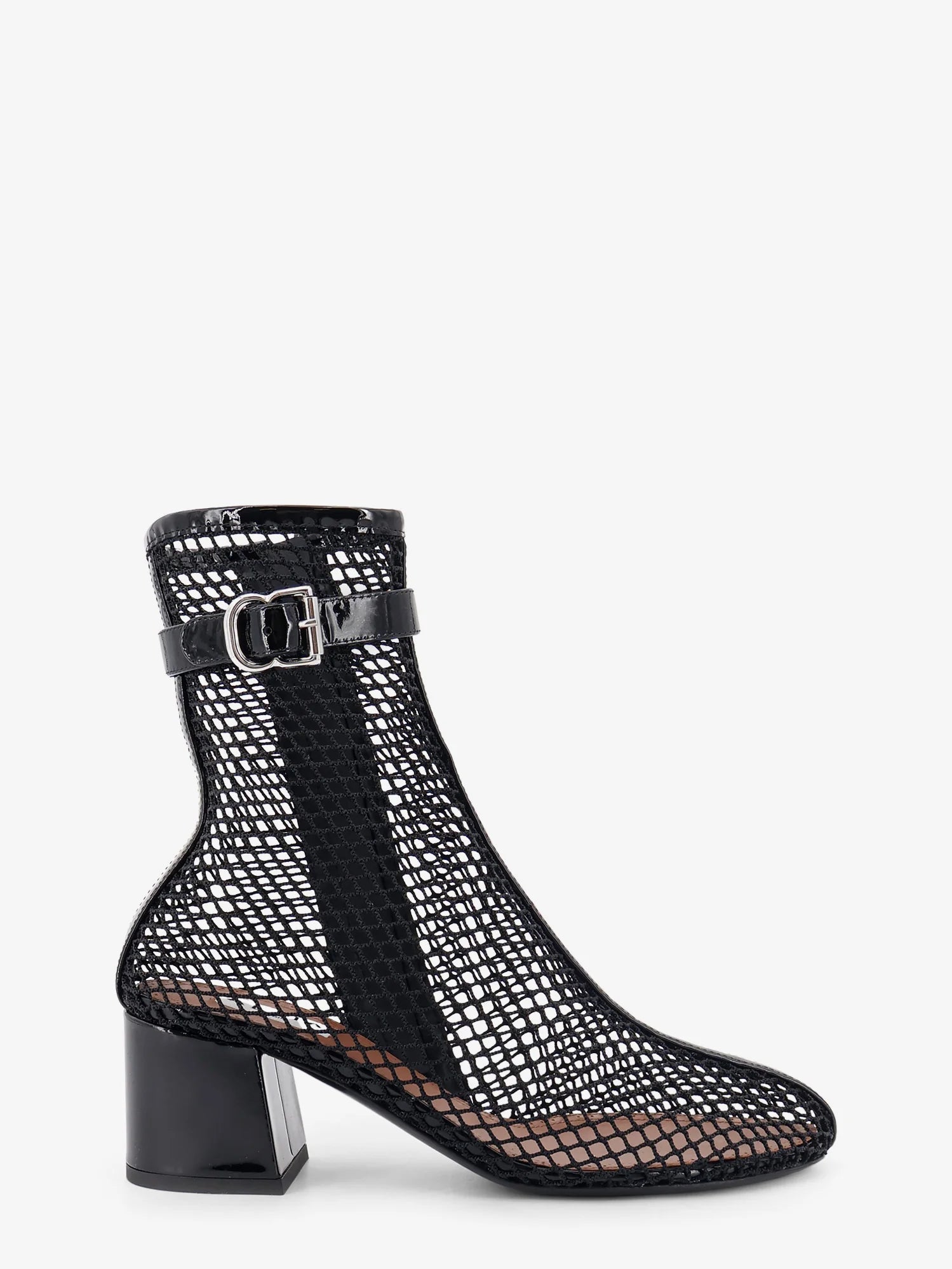 55 mesh and patent leather boots