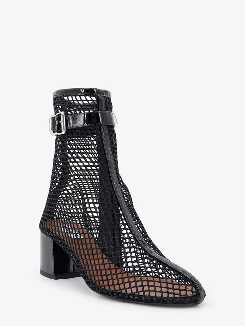 55 mesh and patent leather boots
