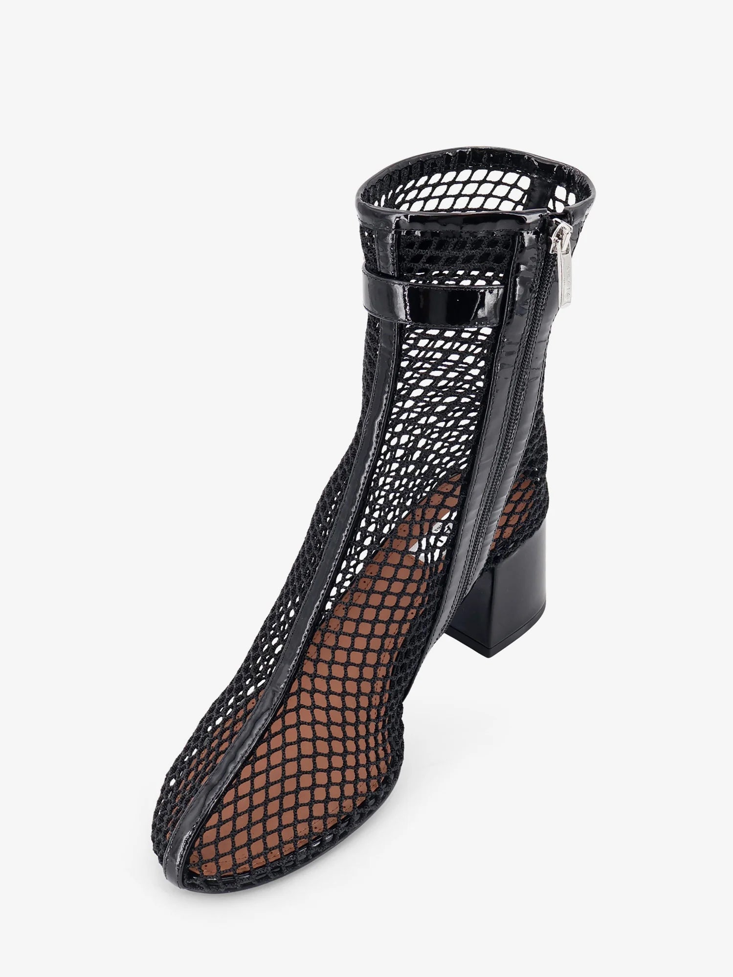 55 mesh and patent leather boots