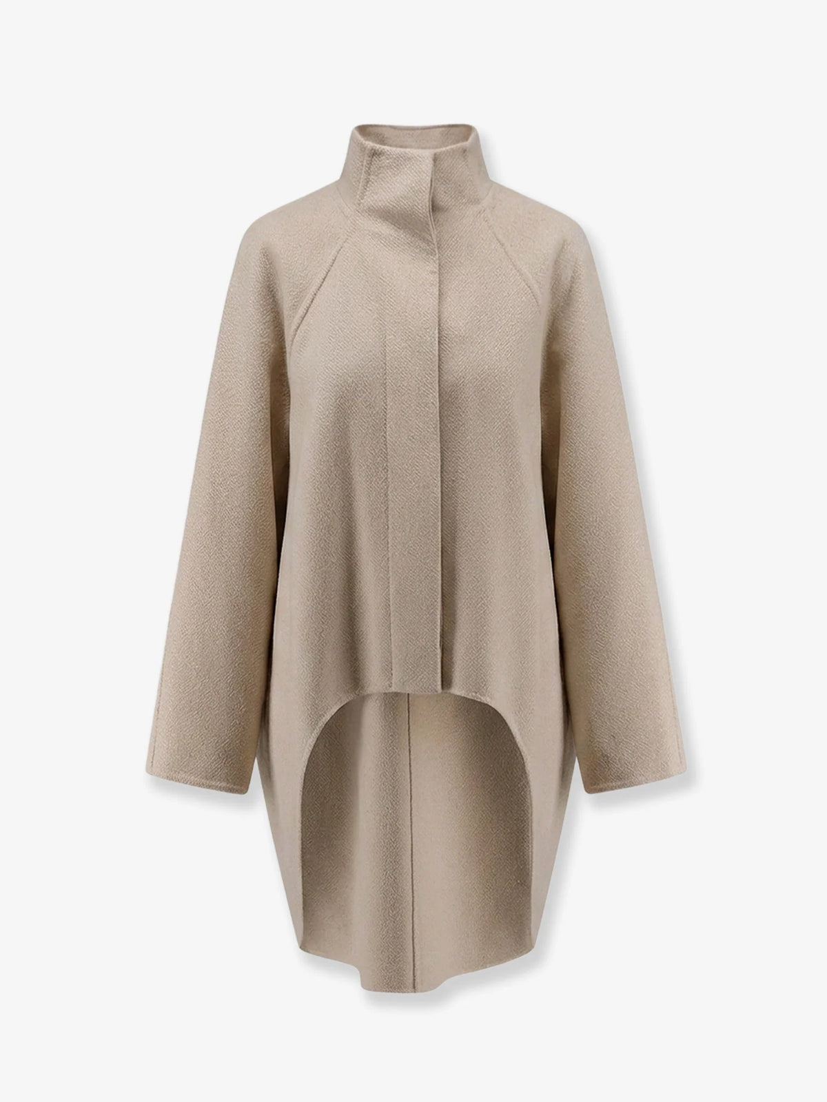 Asymmetrical cashmere coat