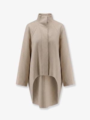 Asymmetrical cashmere coat