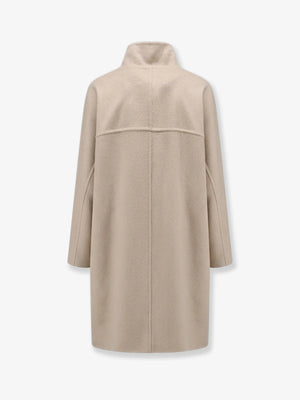 Asymmetrical cashmere coat