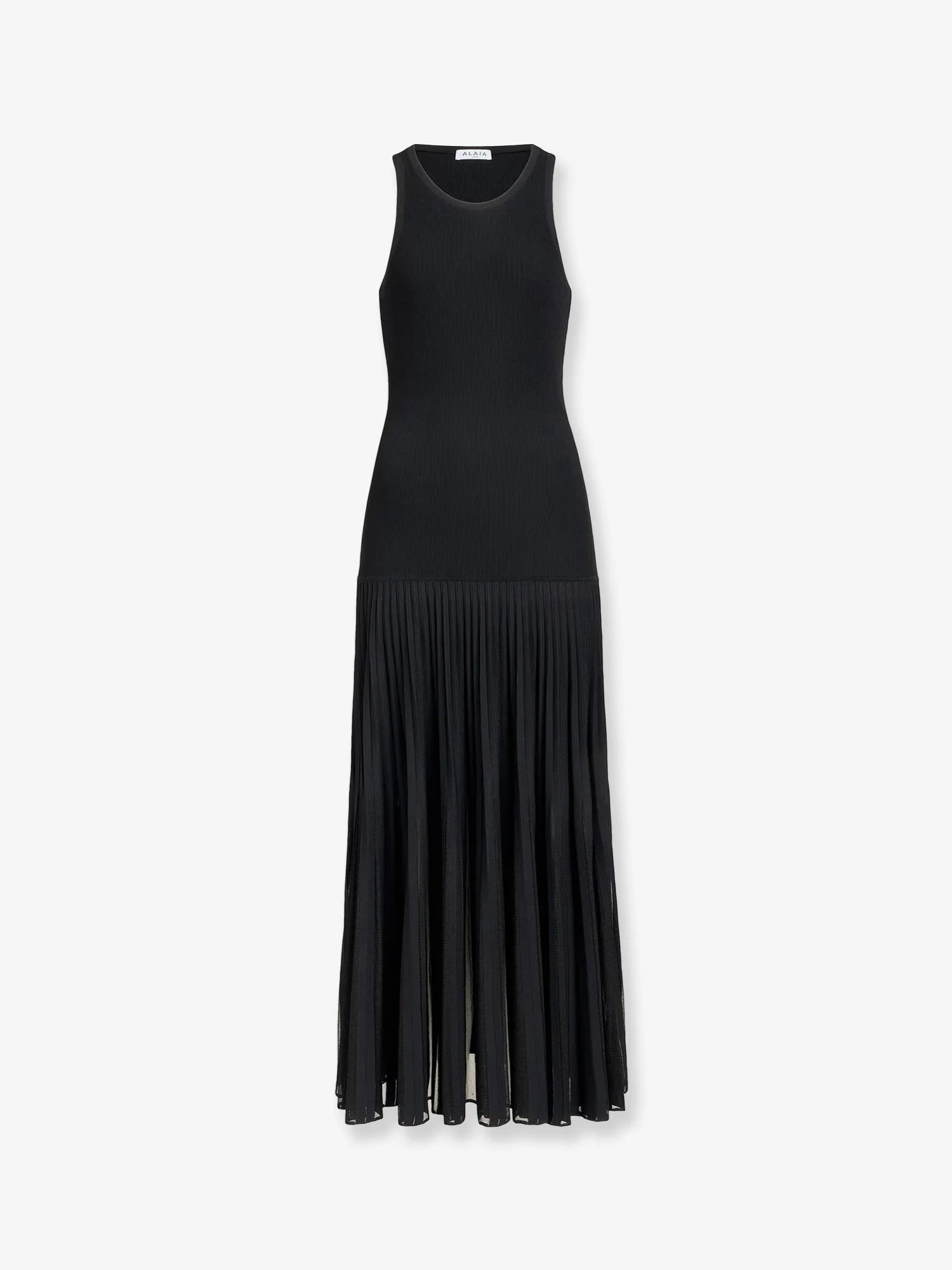 Long pleated viscose blend dress