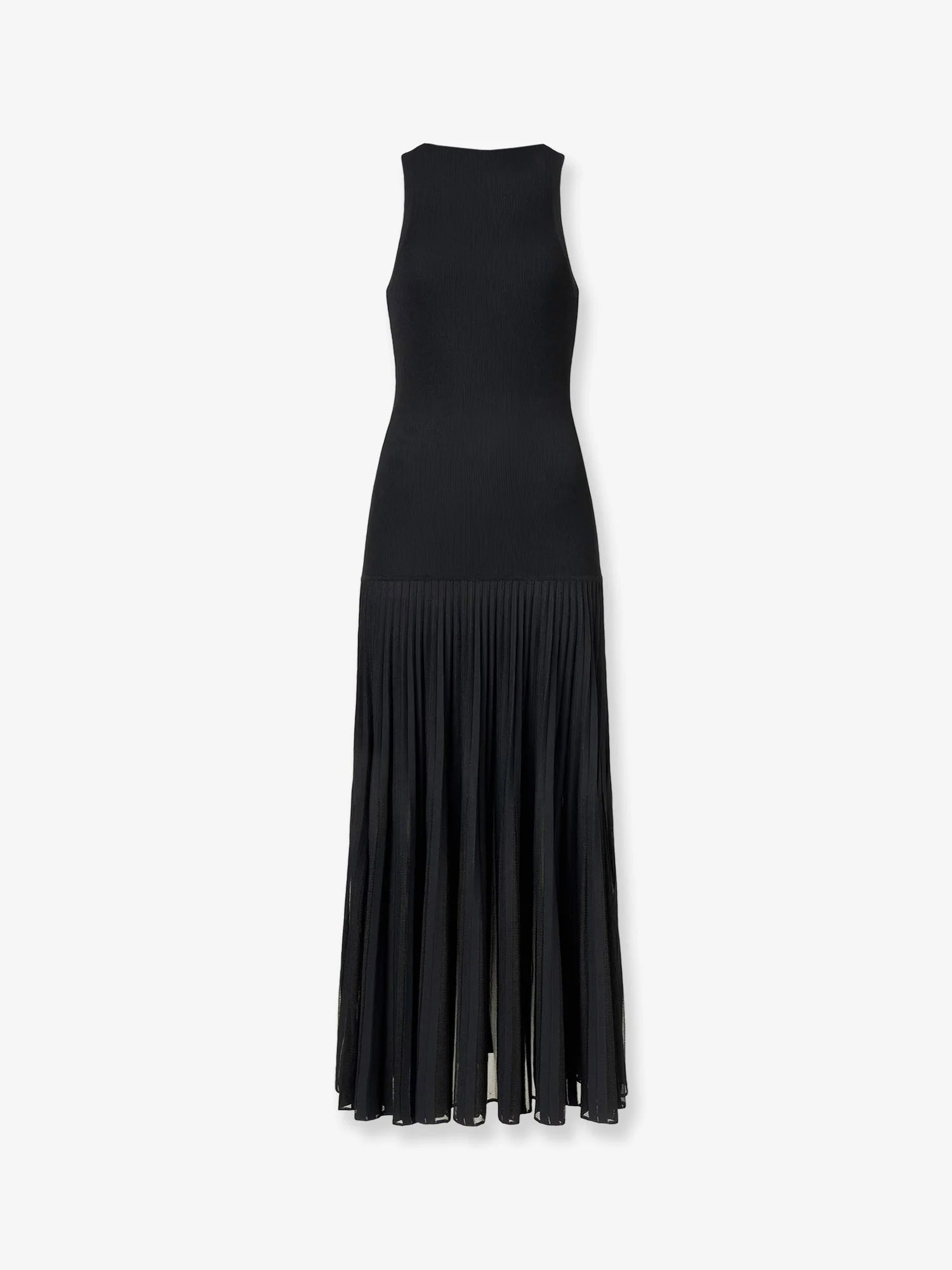 Long pleated viscose blend dress