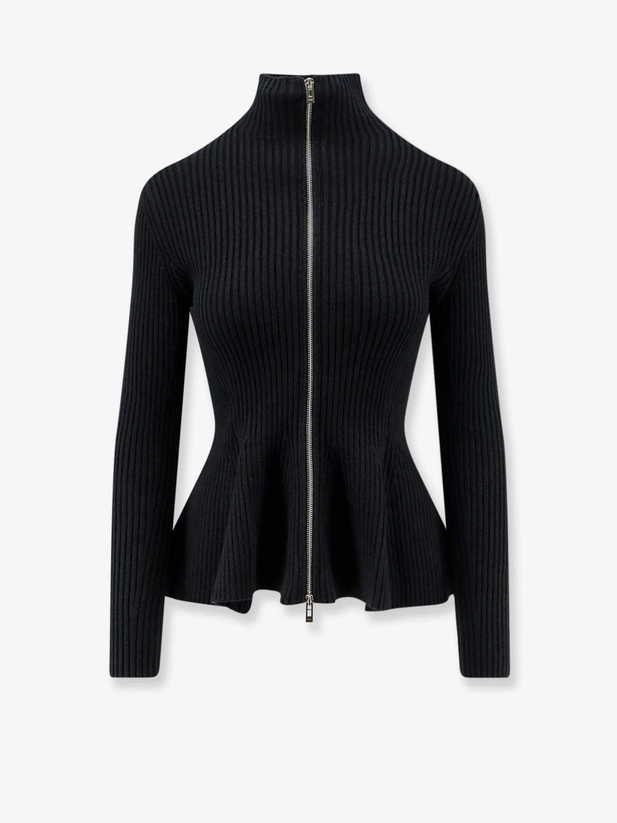 Wool blend sweater with ribbed pattern