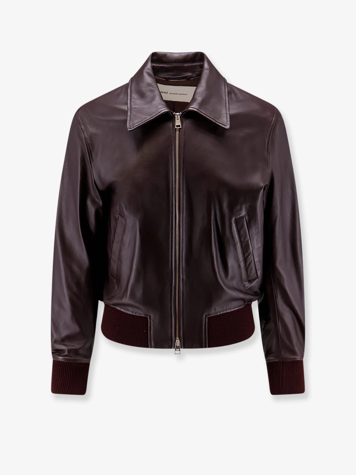 Bordeaux leather jacket with zip