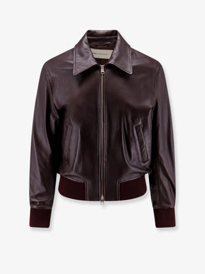 Bordeaux leather jacket with zip